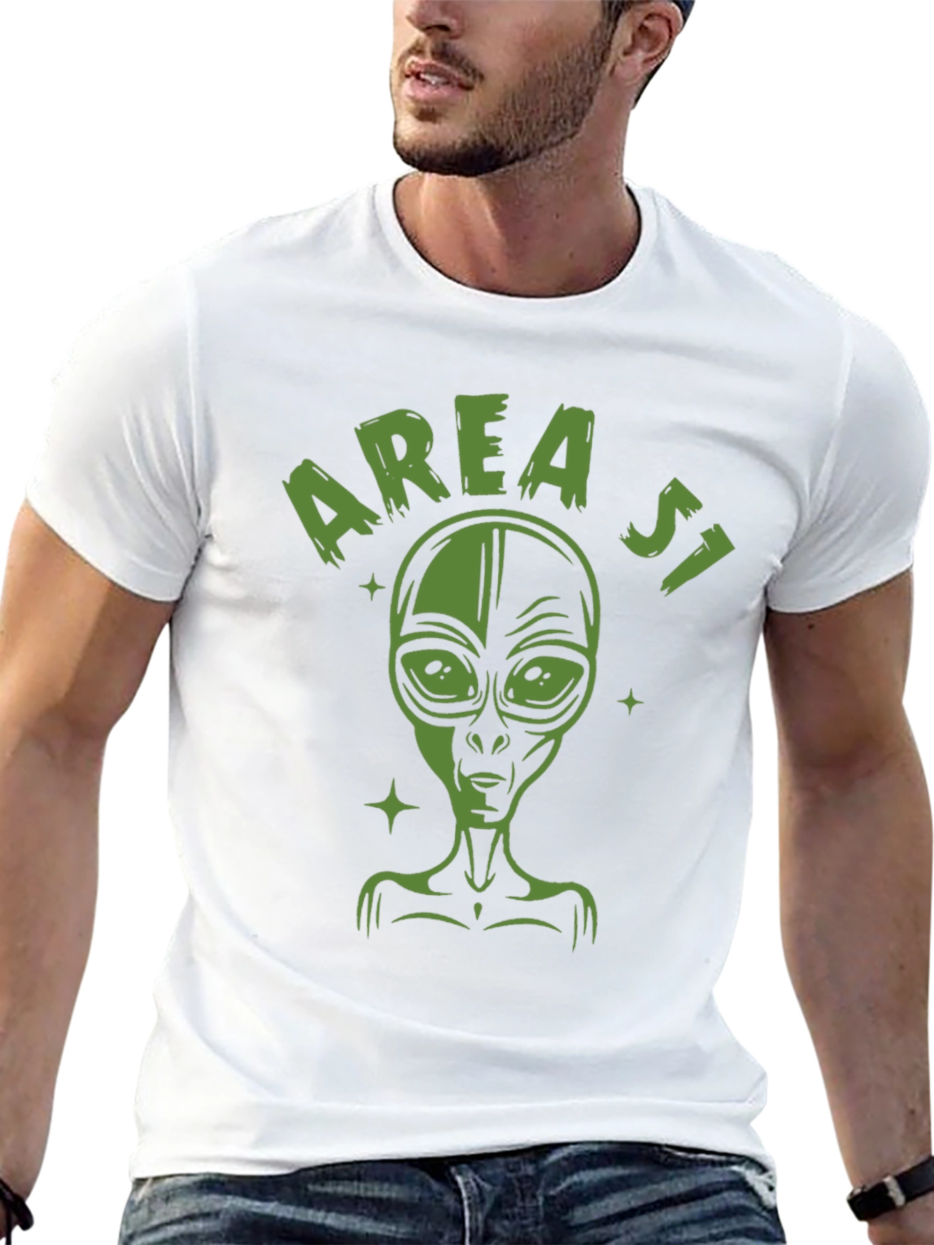 Area 51 Alien Graphic Tee - Black Cotton T-Shirt