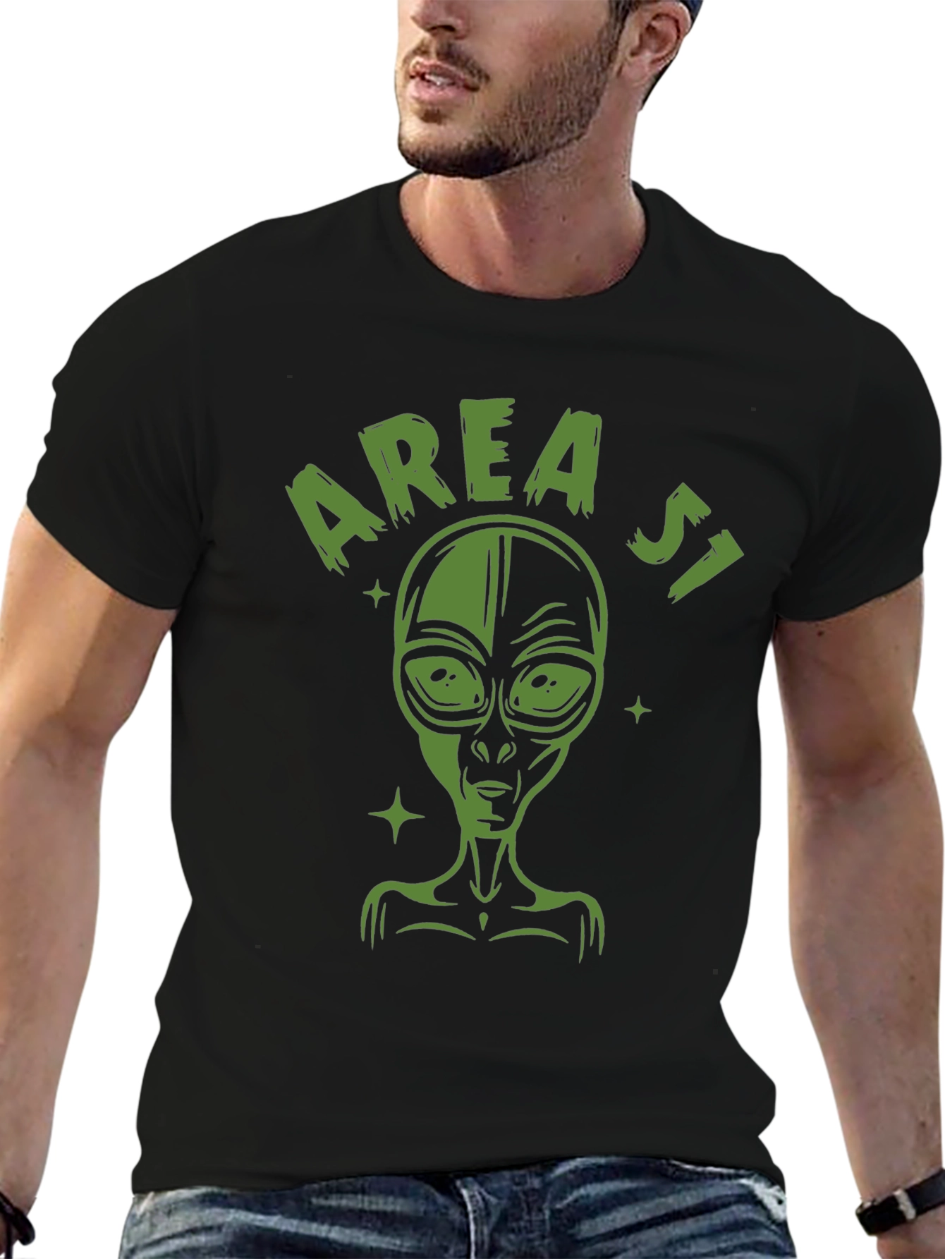 Area 51 Alien Graphic Tee - Black Cotton T-Shirt