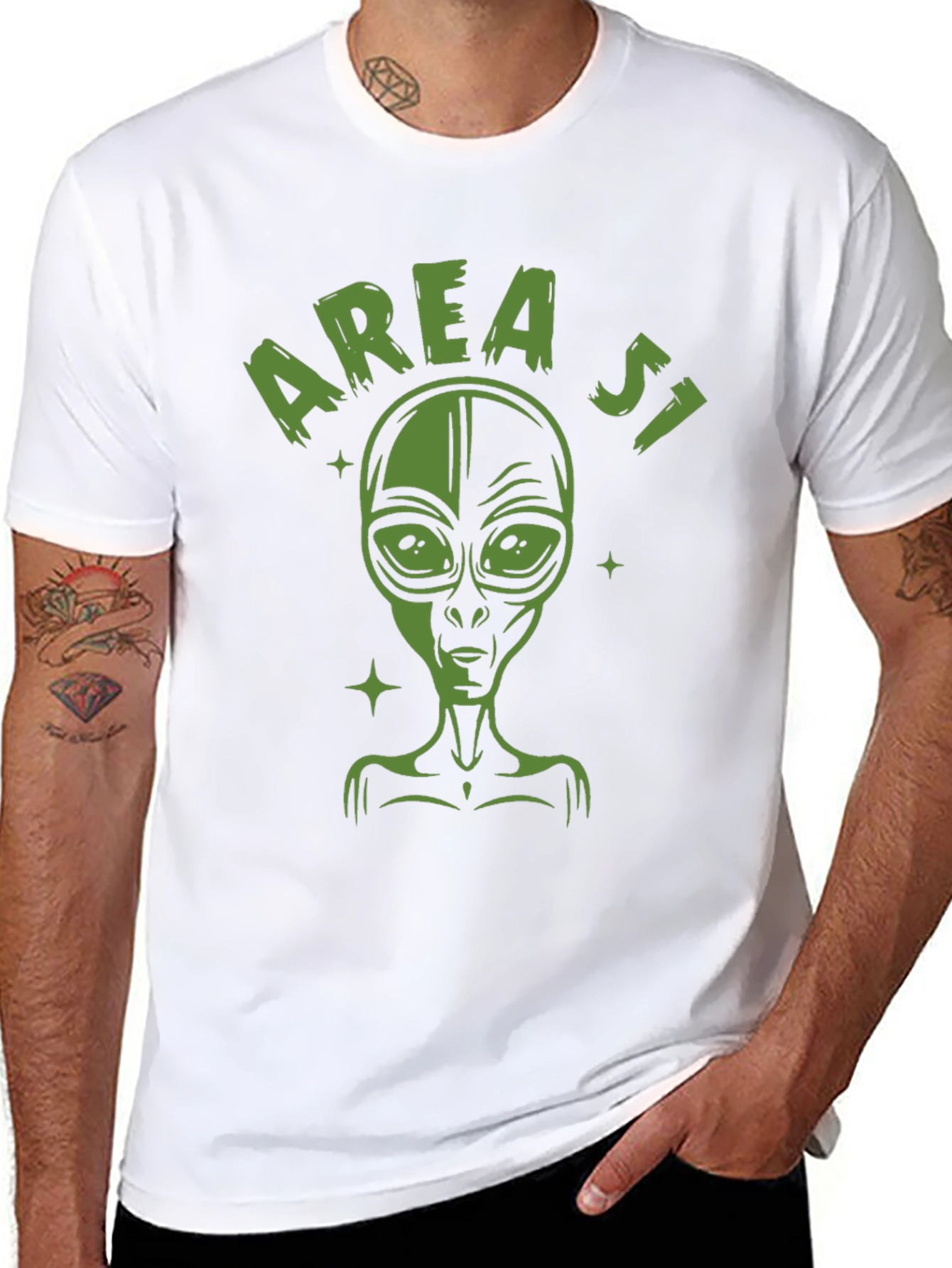 Area 51 Alien Graphic Tee - Black Cotton T-Shirt