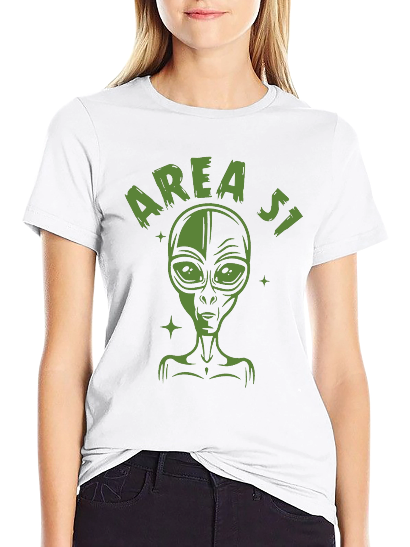 Area 51 Alien Graphic Tee - Black Cotton T-Shirt