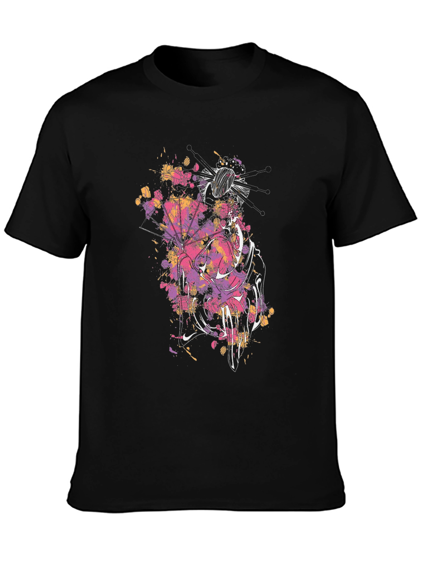 Geisha Art Black T-Shirt - Stylish Graphic Tee