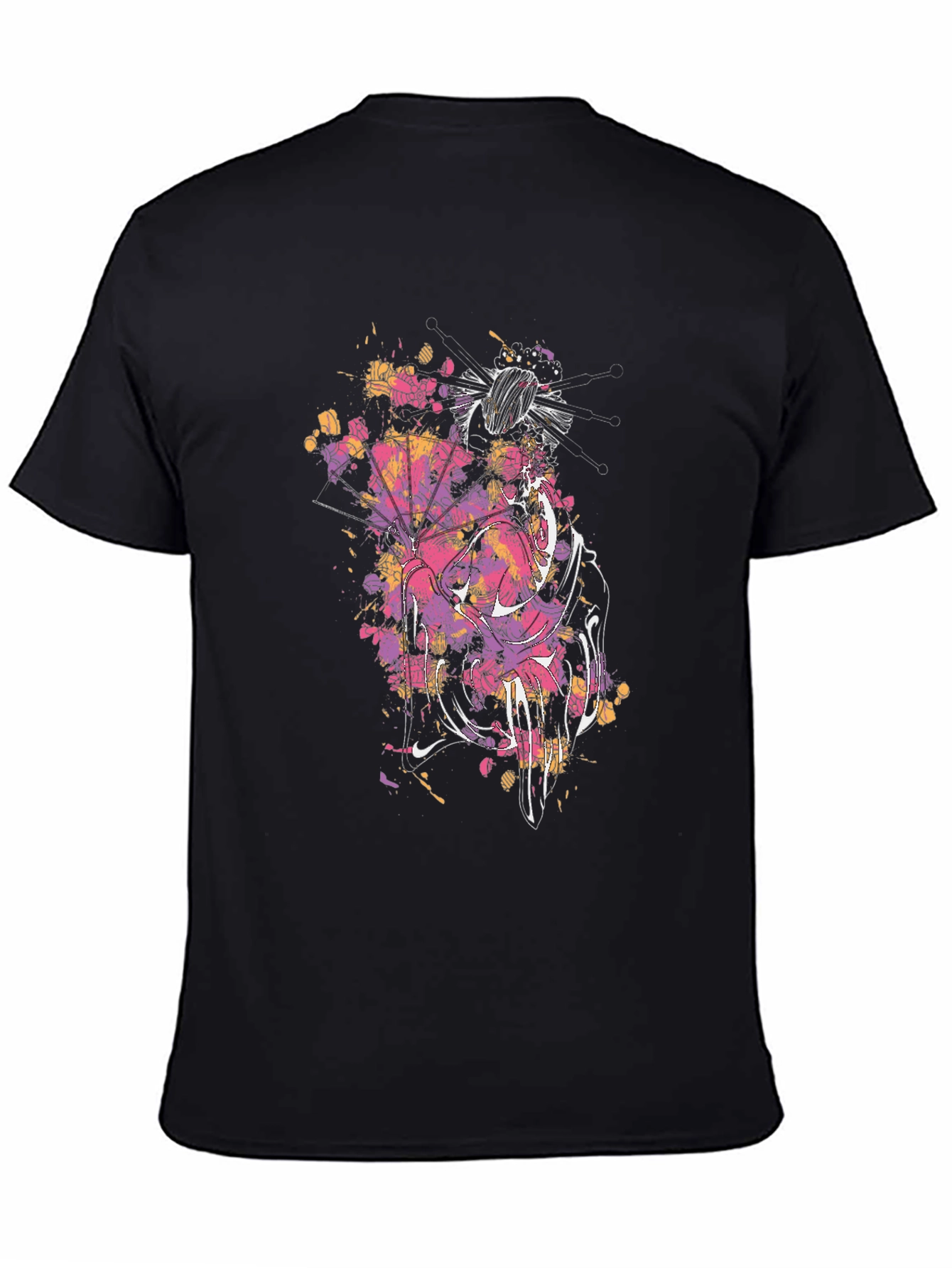 Geisha Art Black T-Shirt - Stylish Graphic Tee