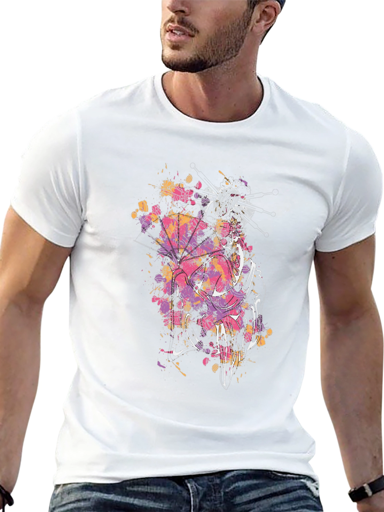 Geisha Art Black T-Shirt - Stylish Graphic Tee
