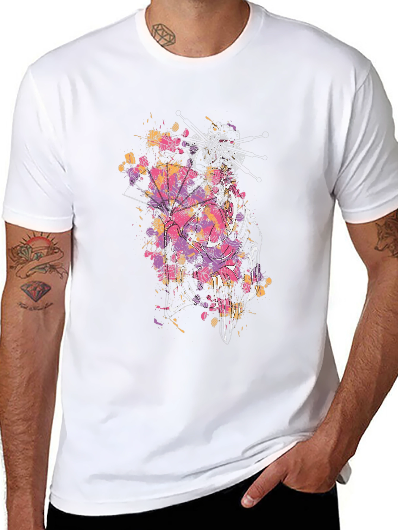 Geisha Art Black T-Shirt - Stylish Graphic Tee