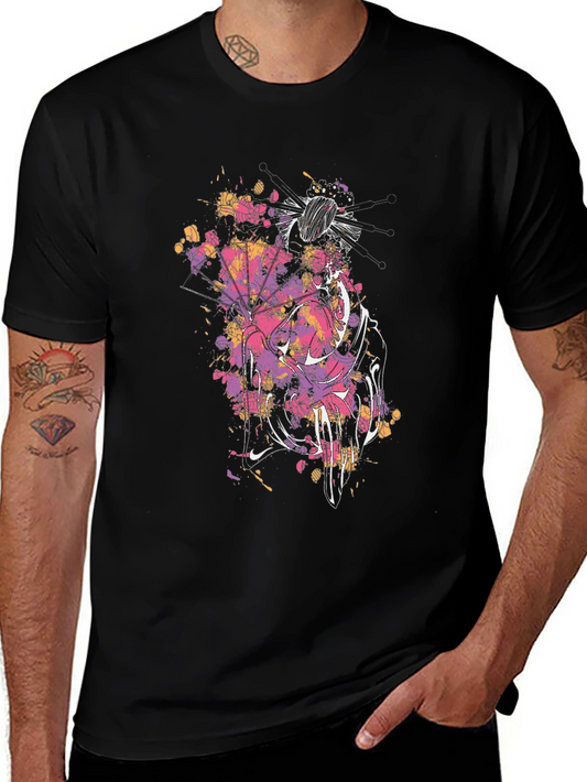 Geisha Art Black T-Shirt - Stylish Graphic Tee