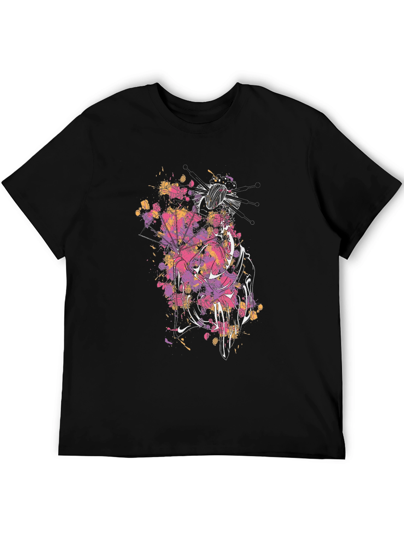 Geisha Art Black T-Shirt - Stylish Graphic Tee