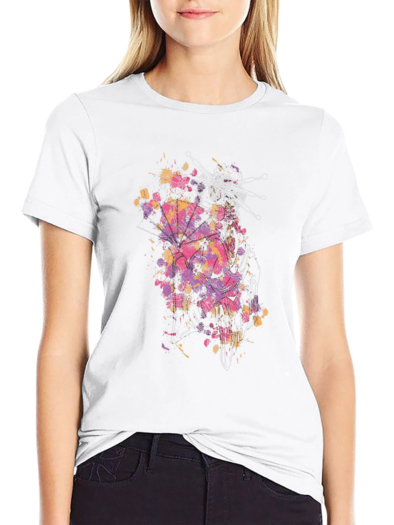 Geisha Art Black T-Shirt - Stylish Graphic Tee