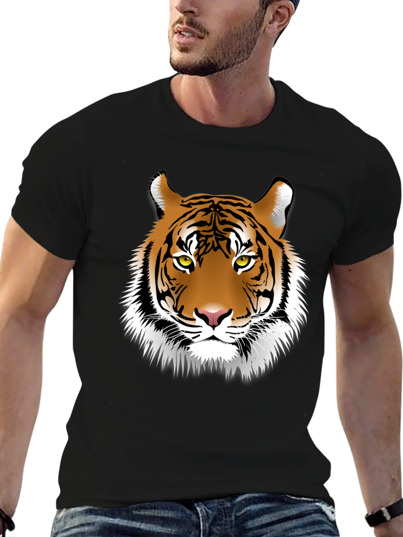 Tiger Graphic Tee - Black Cotton Blend T-Shirt