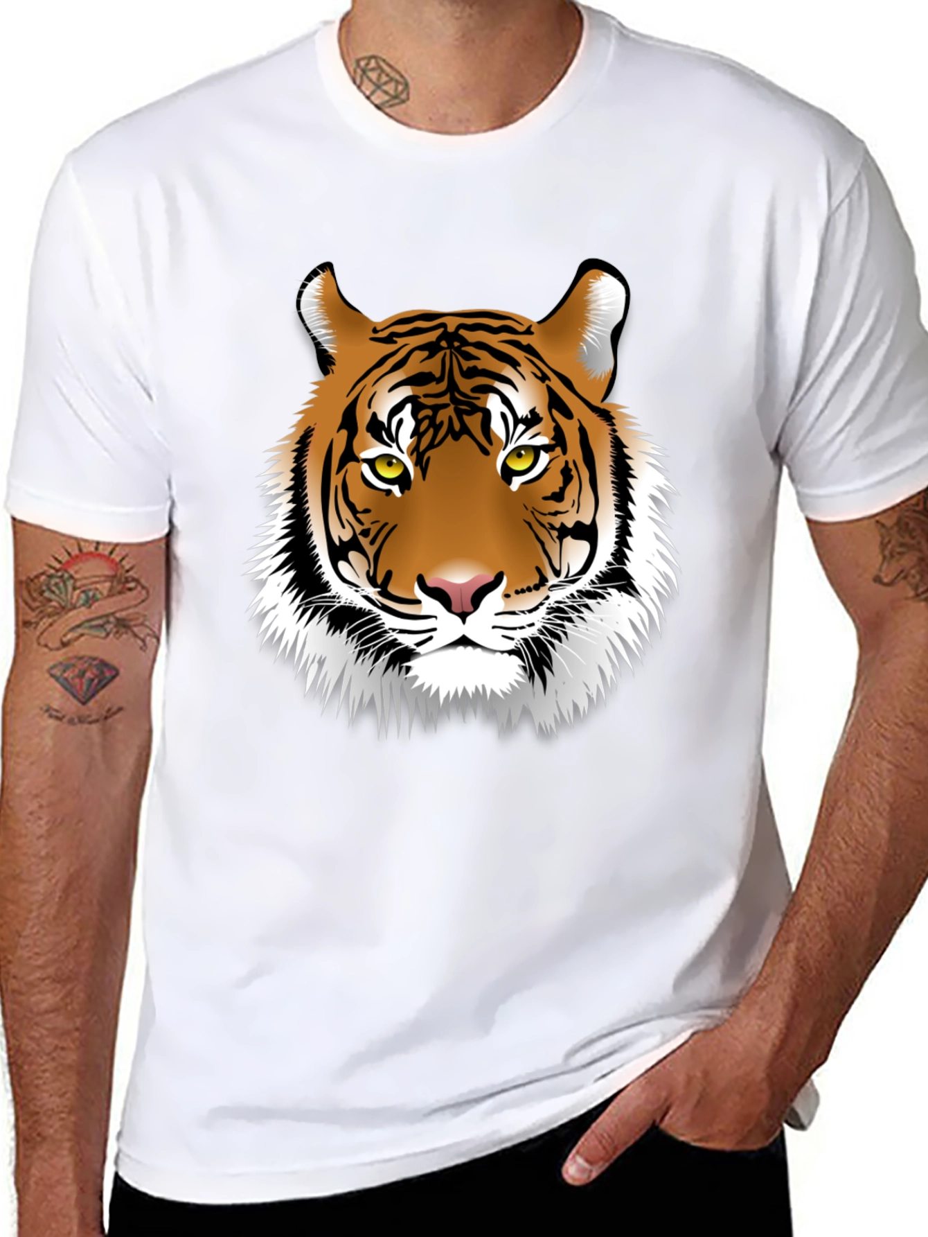 Tiger Graphic Tee - Black Cotton Blend T-Shirt