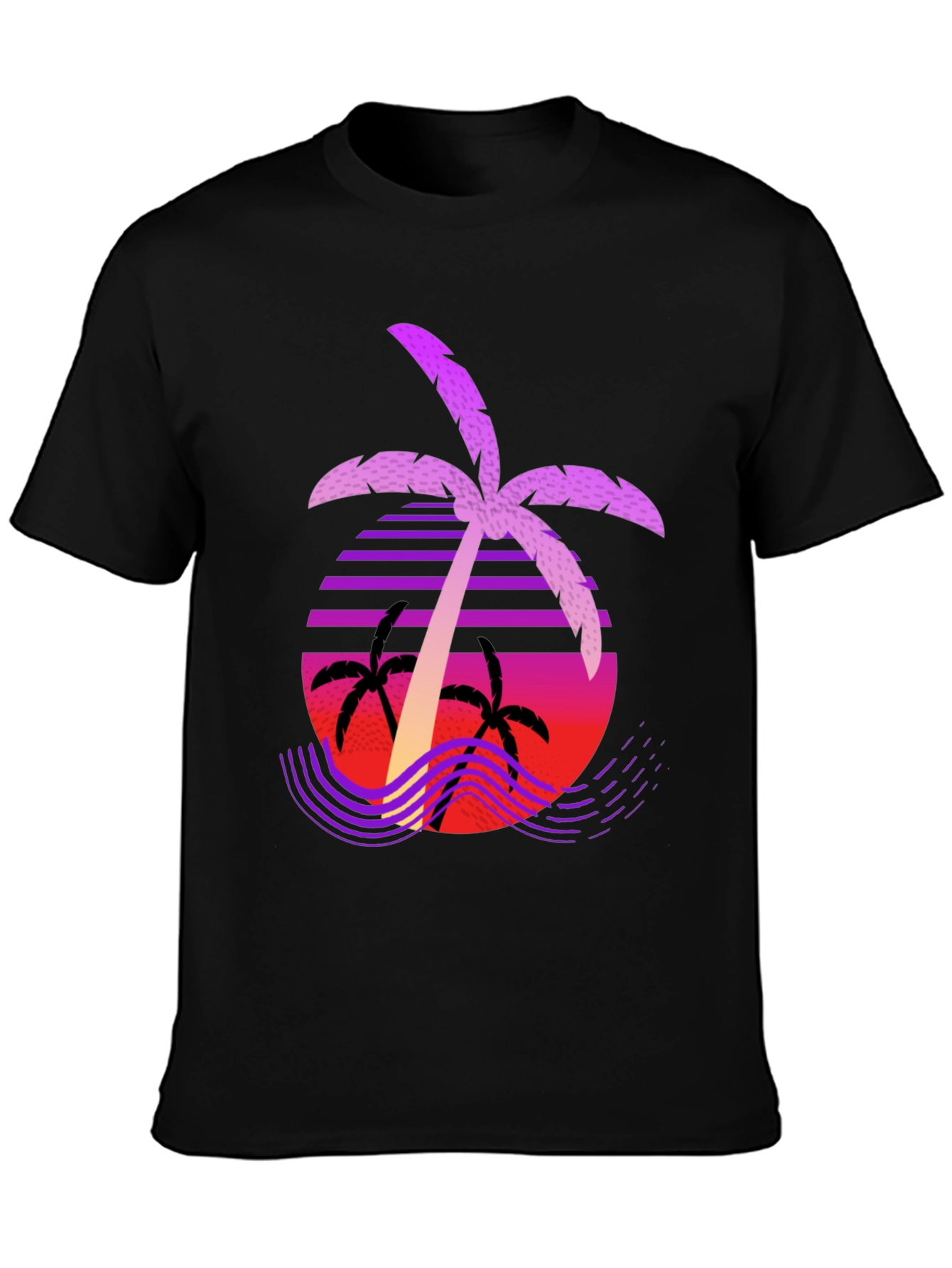 Retro Palm Tree Graphic Tee - Black