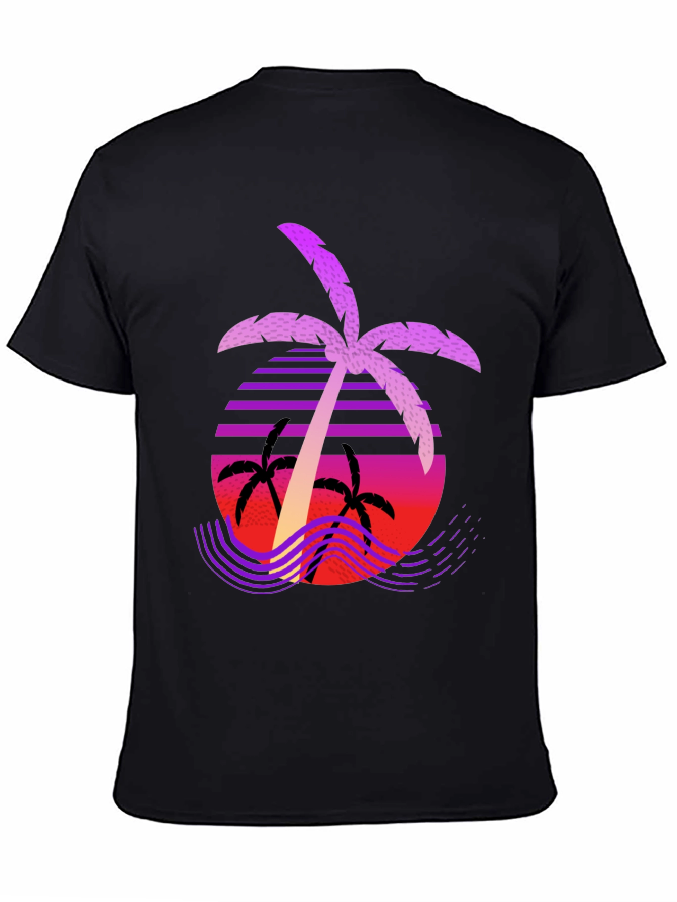 Retro Palm Tree Graphic Tee - Black