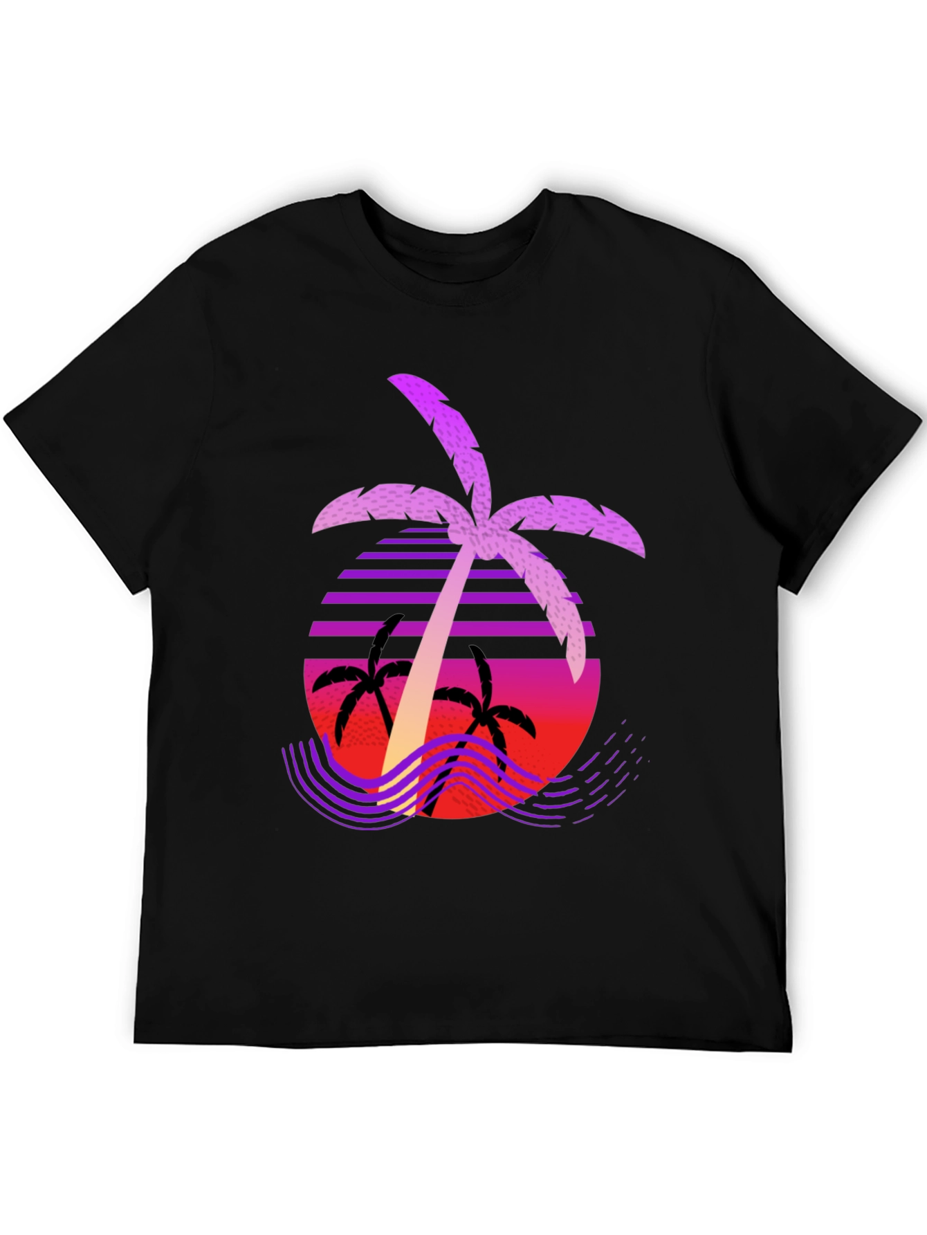 Retro Palm Tree Graphic Tee - Black