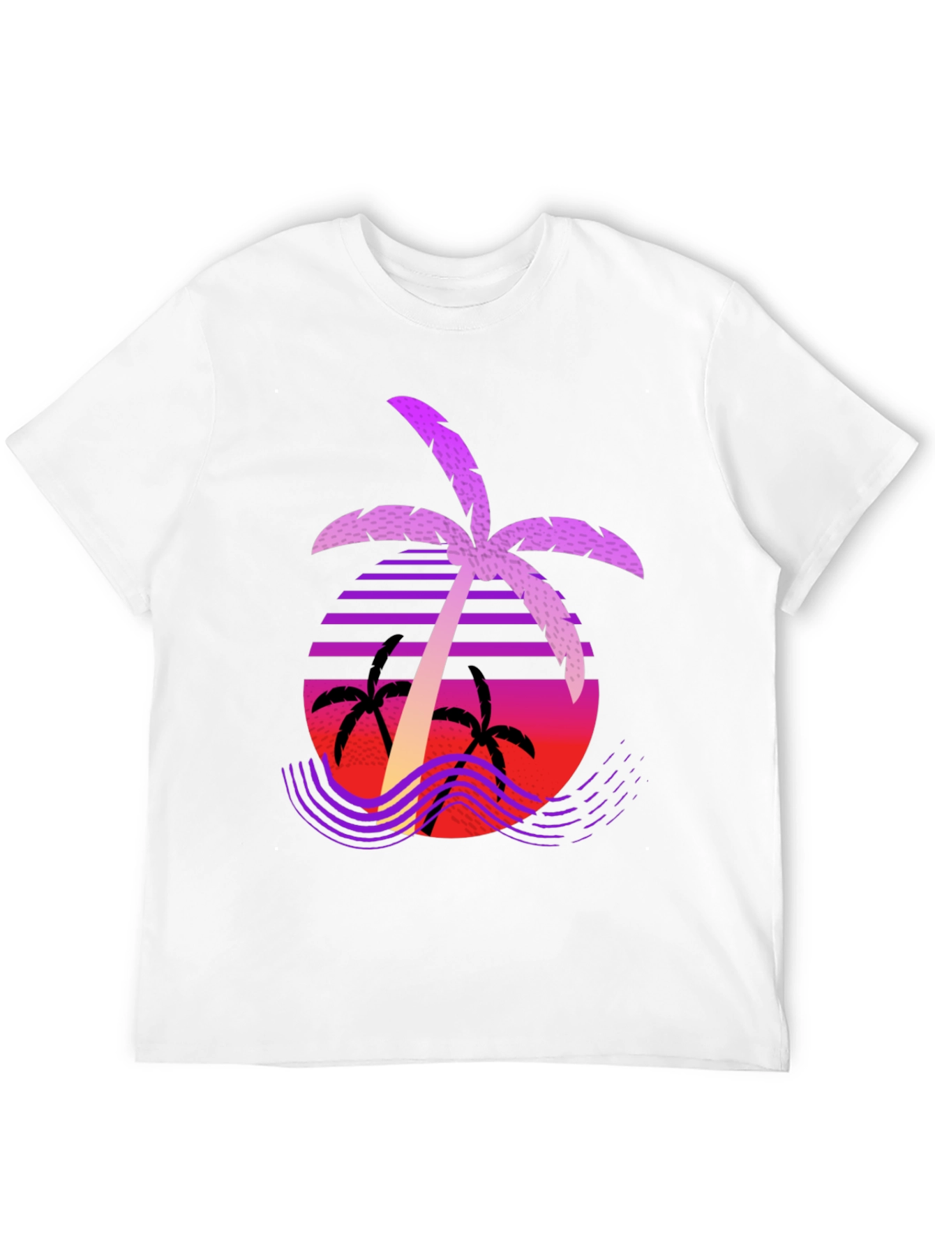 Retro Palm Tree Graphic Tee - Black