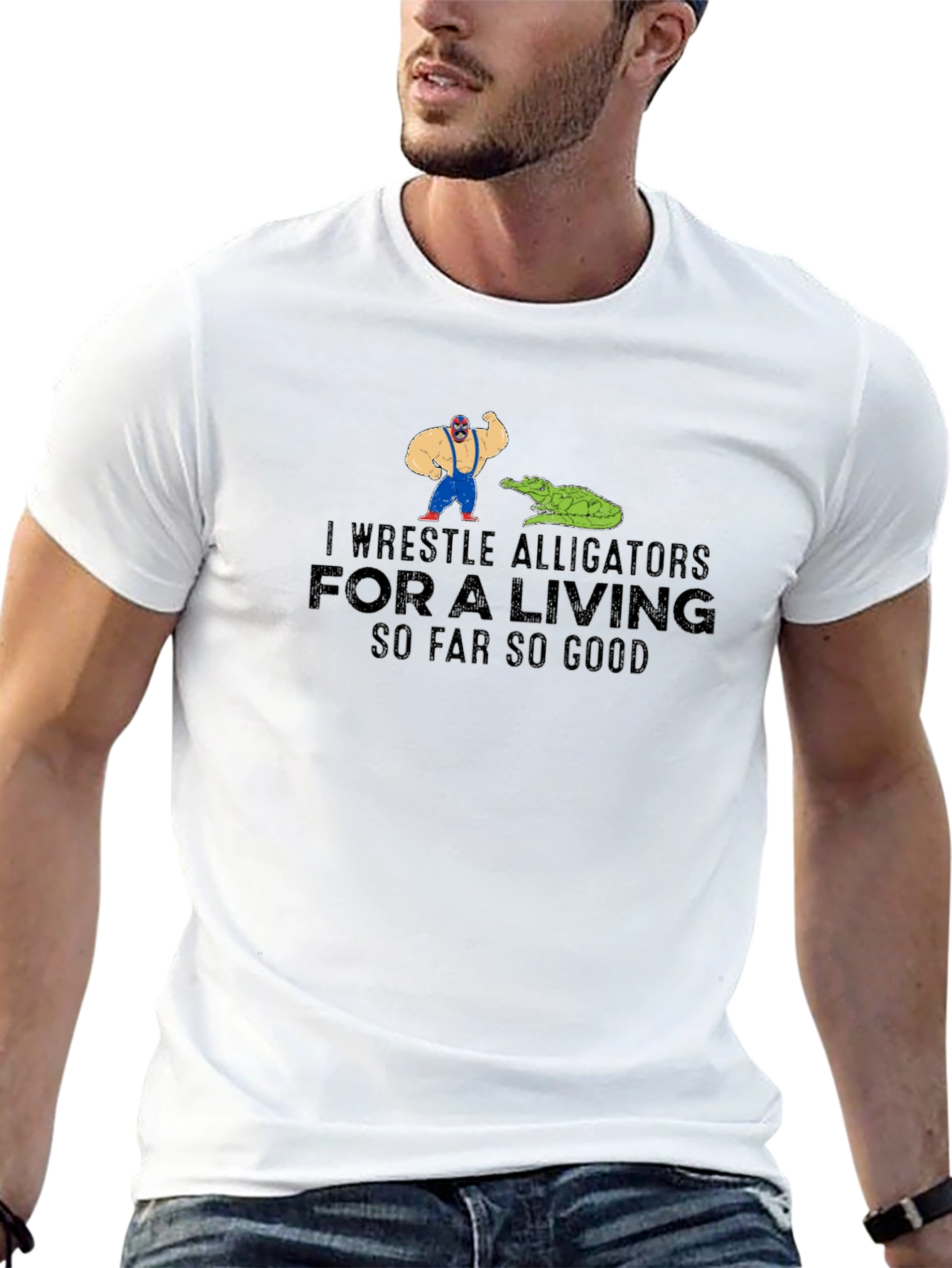 I Wrestle Alligators T-Shirt Funny Graphic Tee
