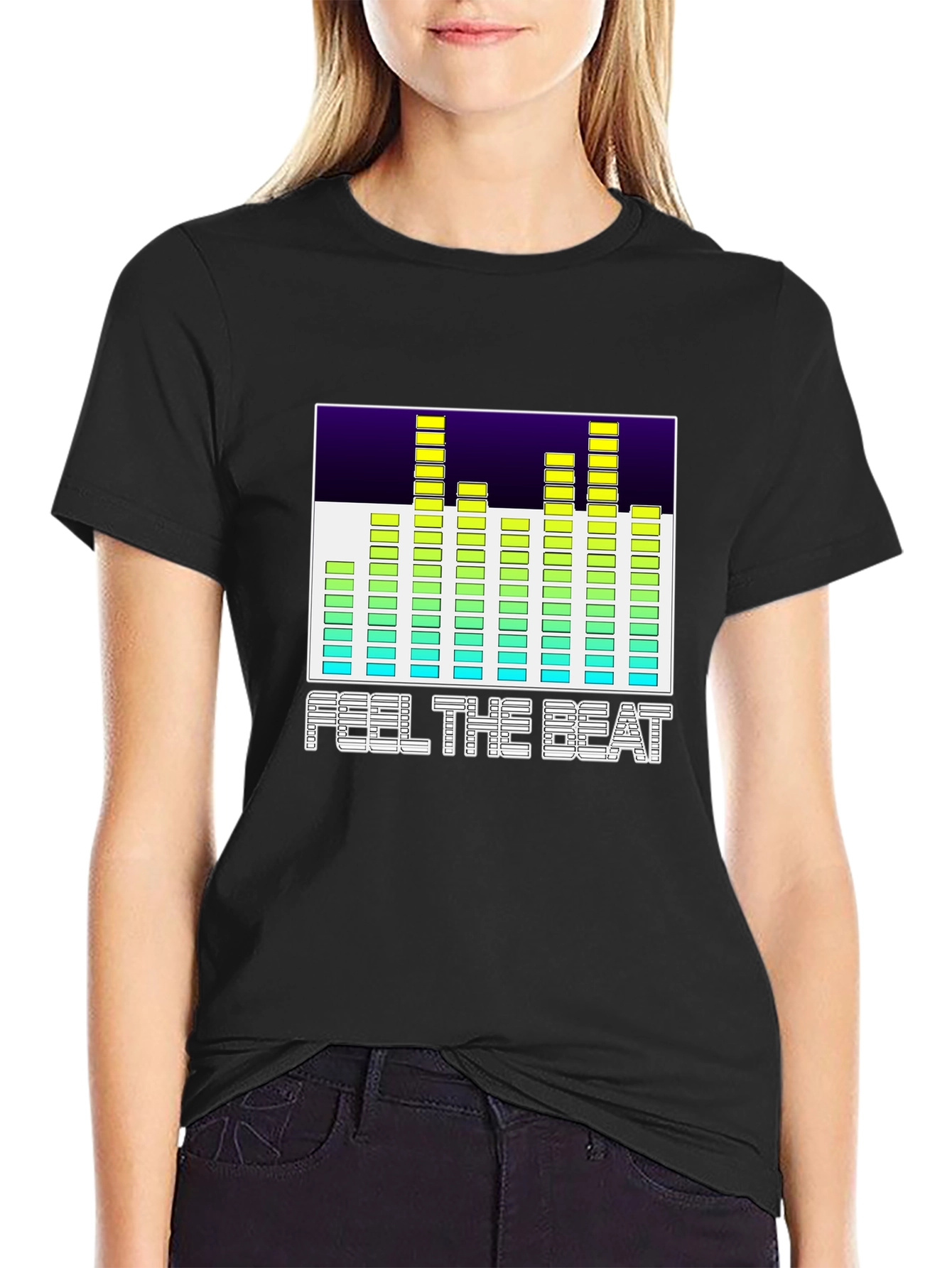 Feel The Beat Graphic Black T-Shirt