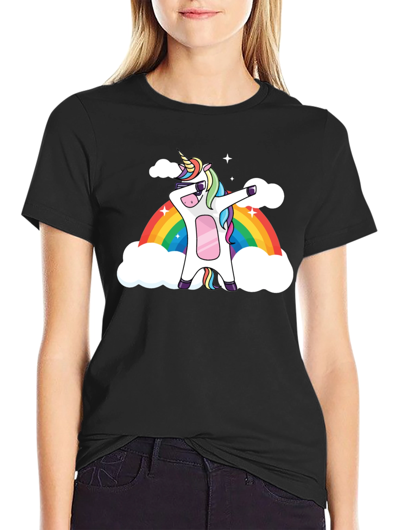 Unicorn Dab Rainbow Graphic T-Shirt