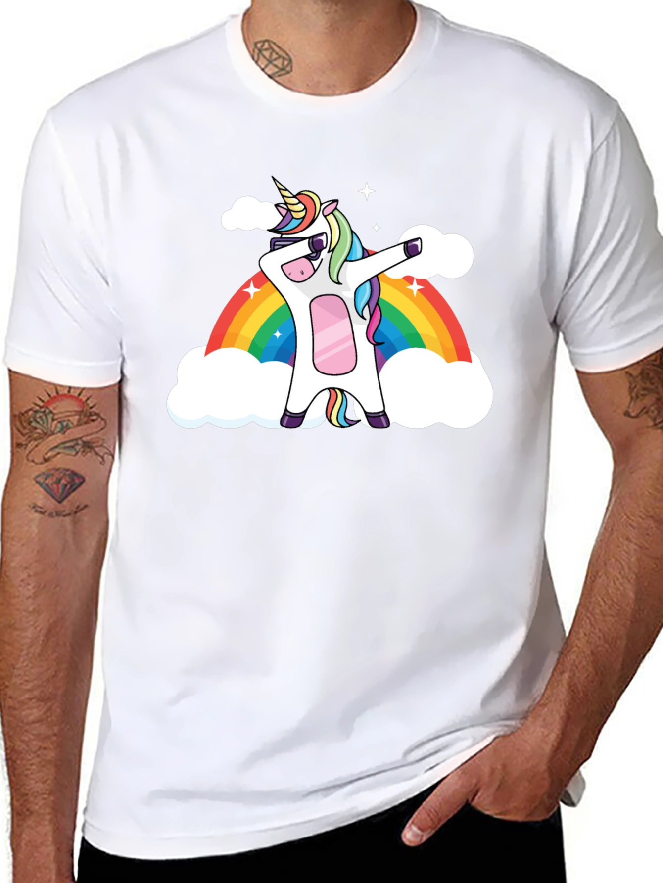 Unicorn Dab Rainbow Graphic T-Shirt