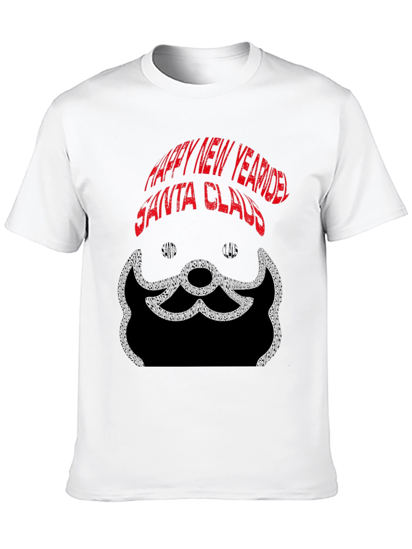 Happy New Year Santa Claus Black T-Shirt