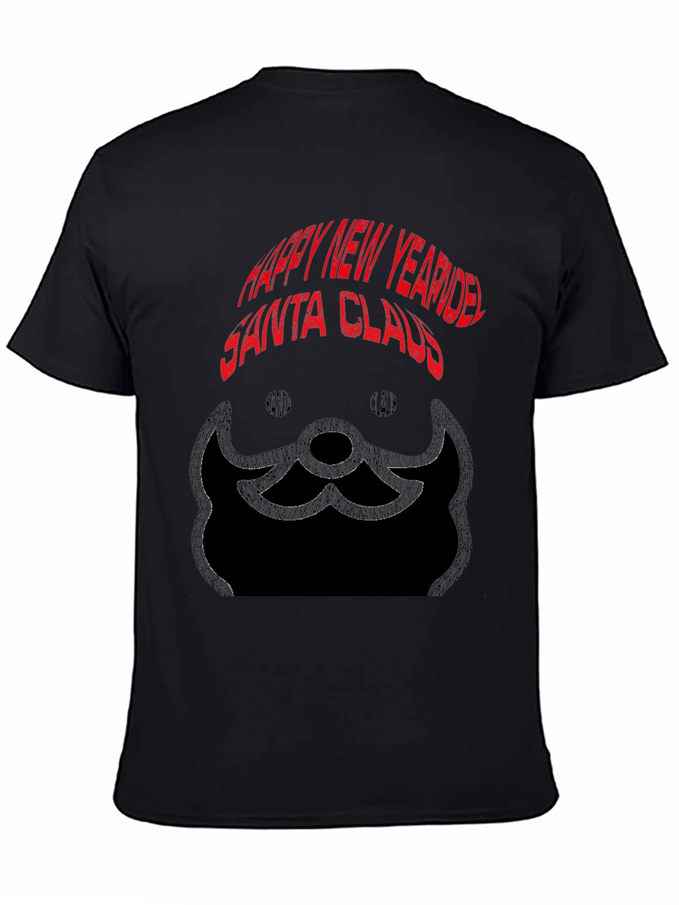 Happy New Year Santa Claus Black T-Shirt
