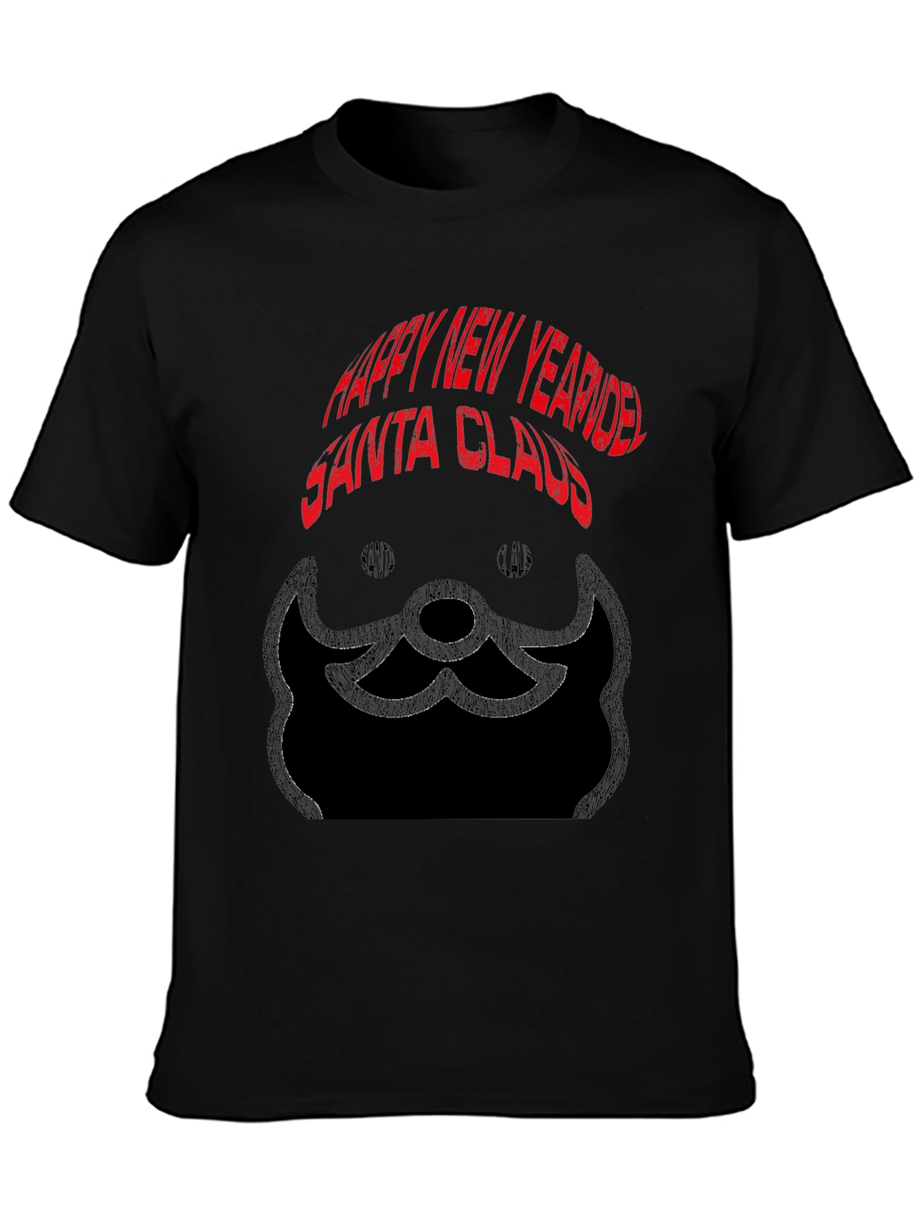 Happy New Year Santa Claus Black T-Shirt