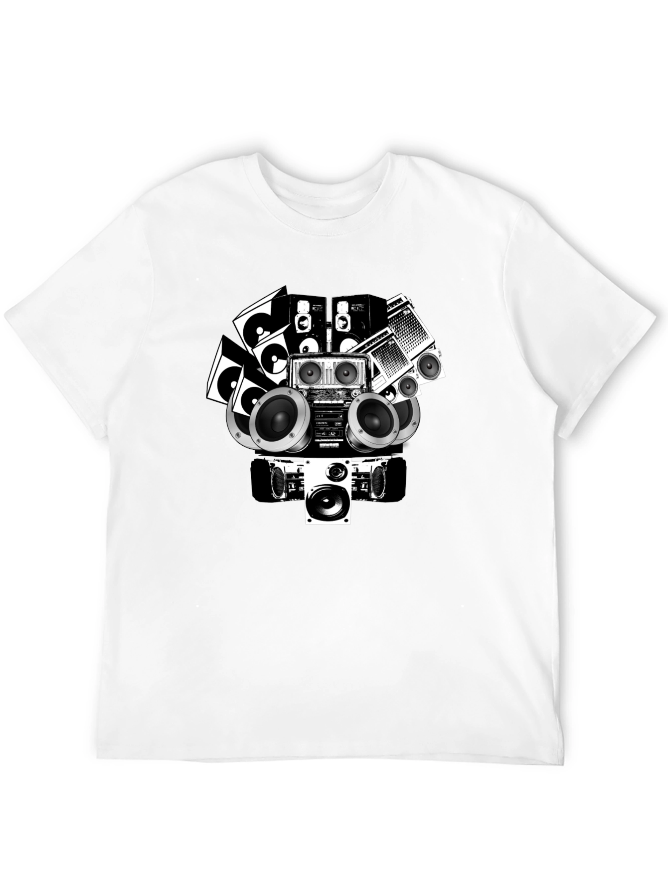 Retro Boombox Graphic Tee - Black