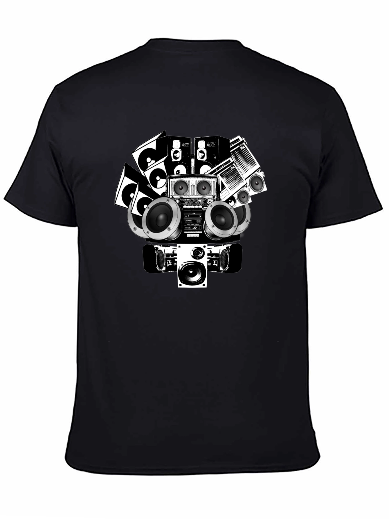 Retro Boombox Graphic Tee - Black