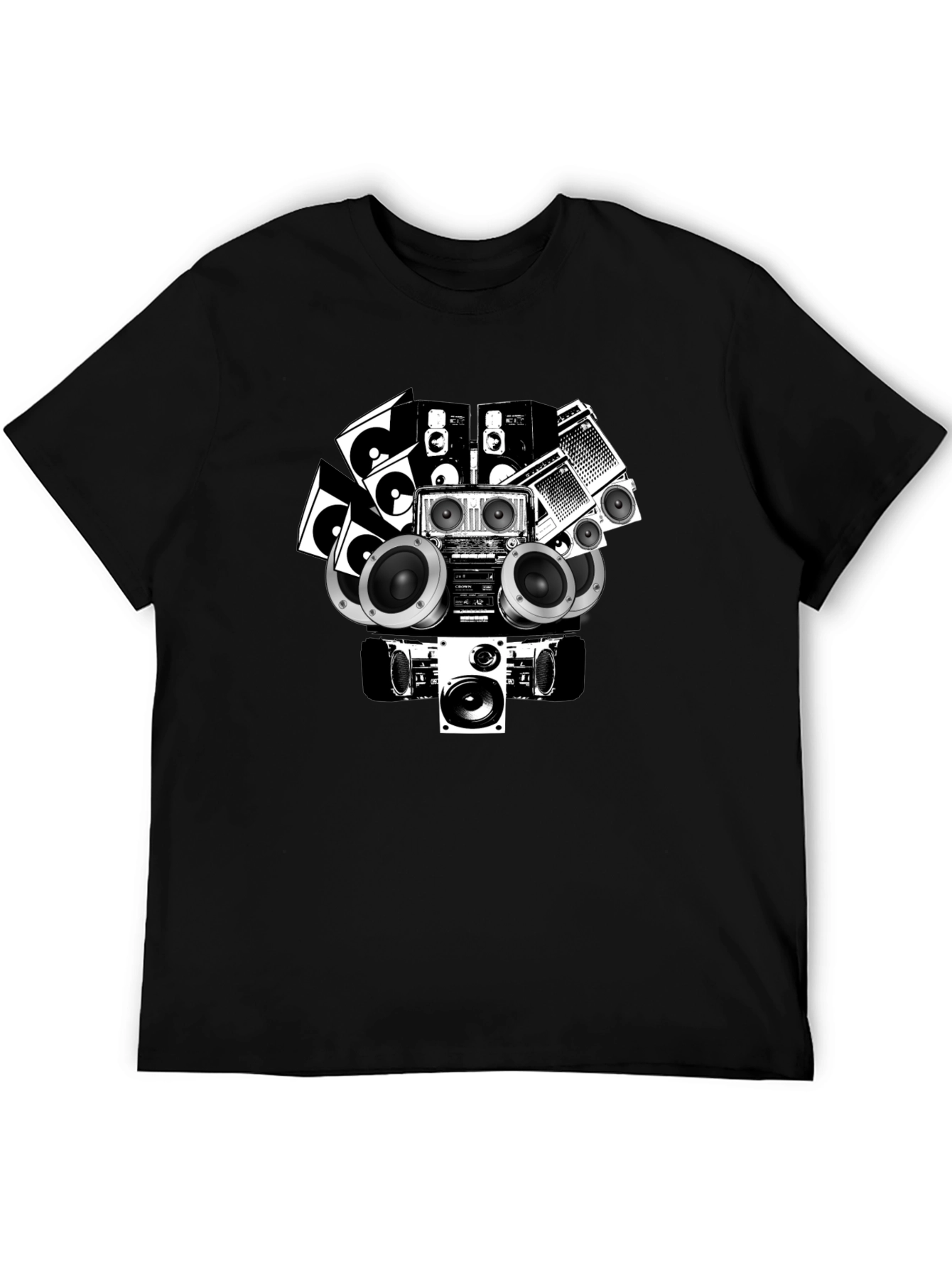 Retro Boombox Graphic Tee - Black