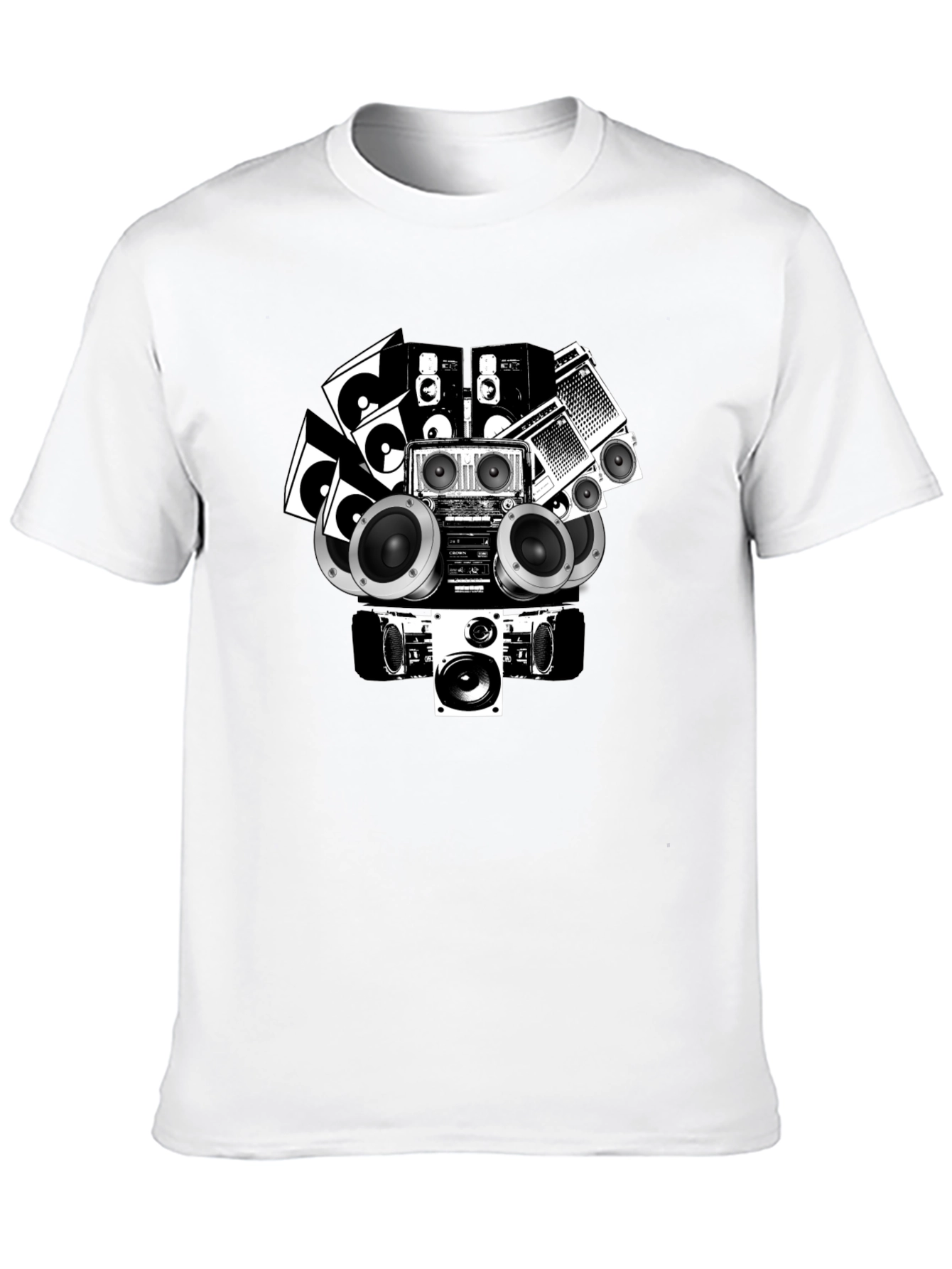 Retro Boombox Graphic Tee - Black