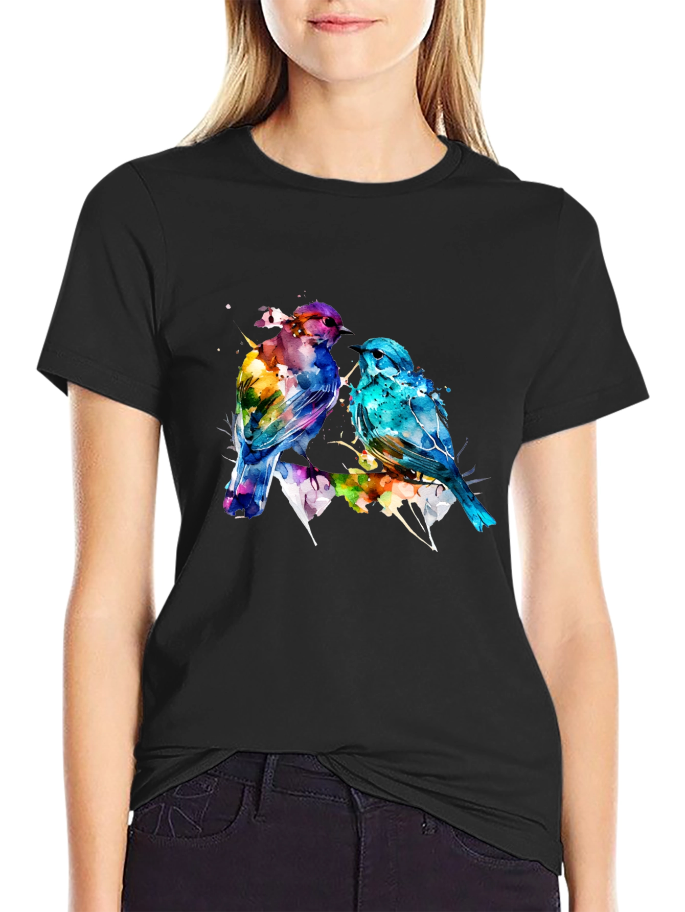 Watercolor Bird Print Tee