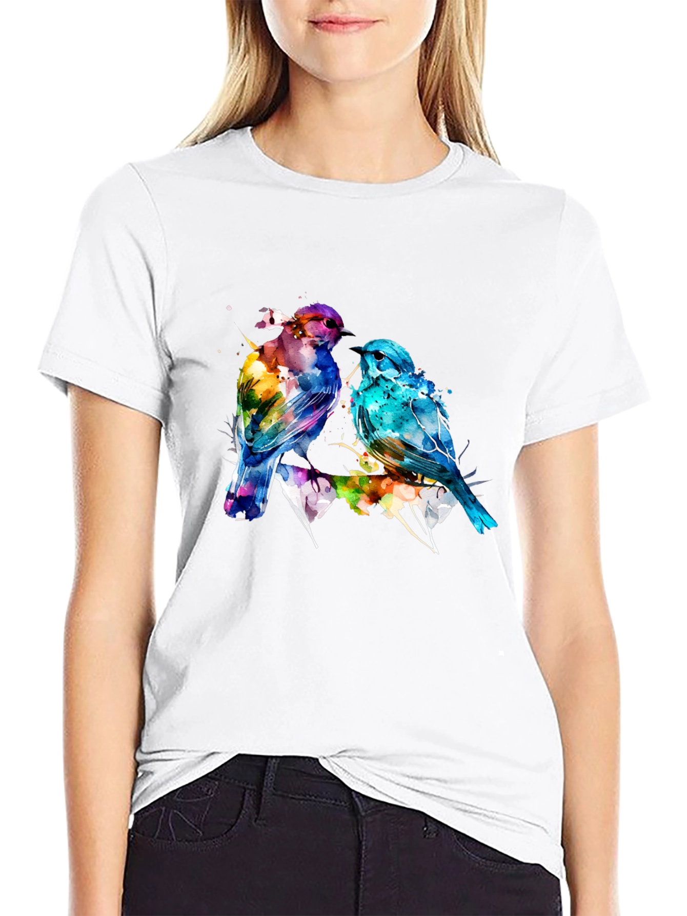 Watercolor Bird Print Tee