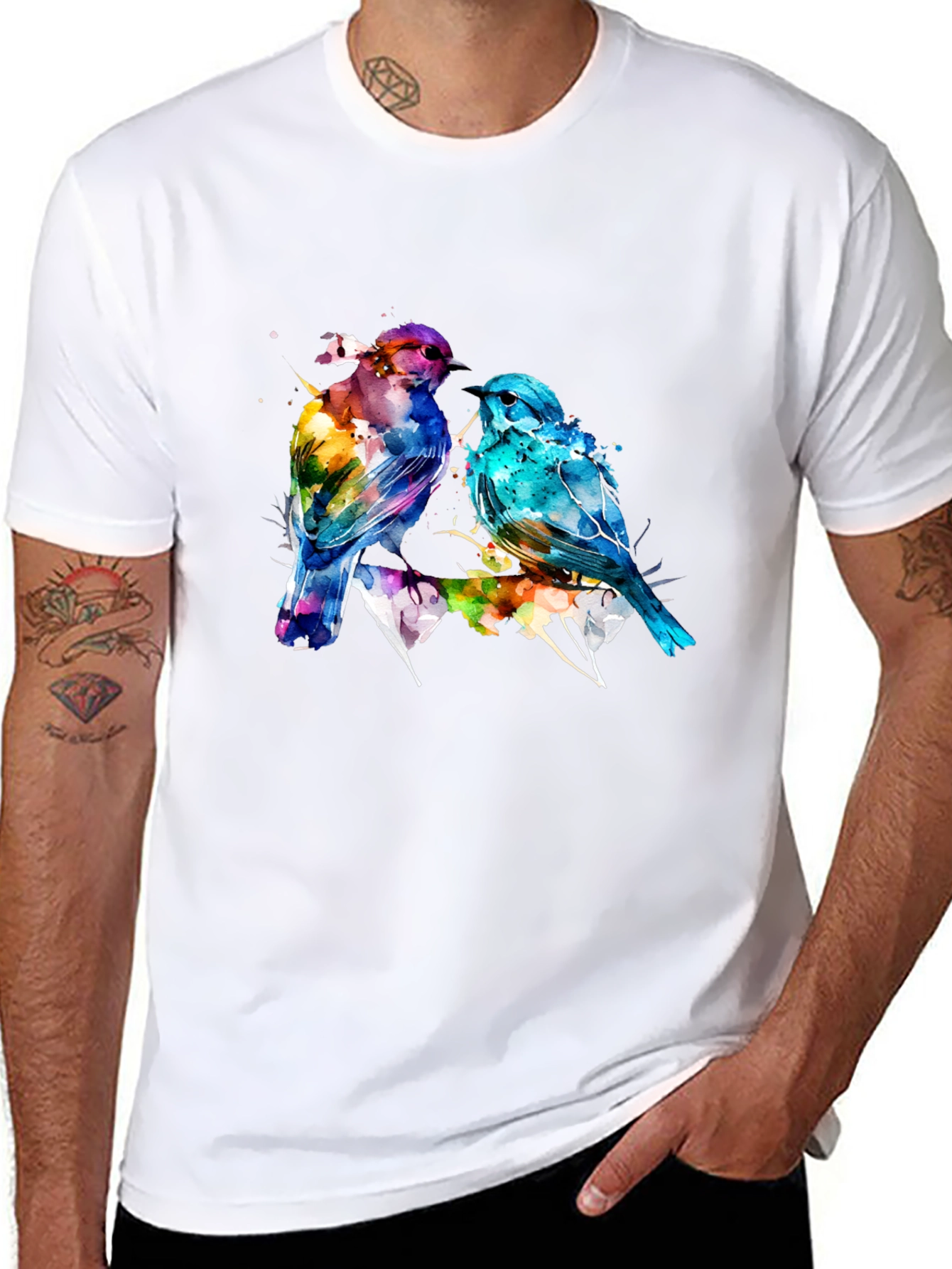 Watercolor Bird Print Tee