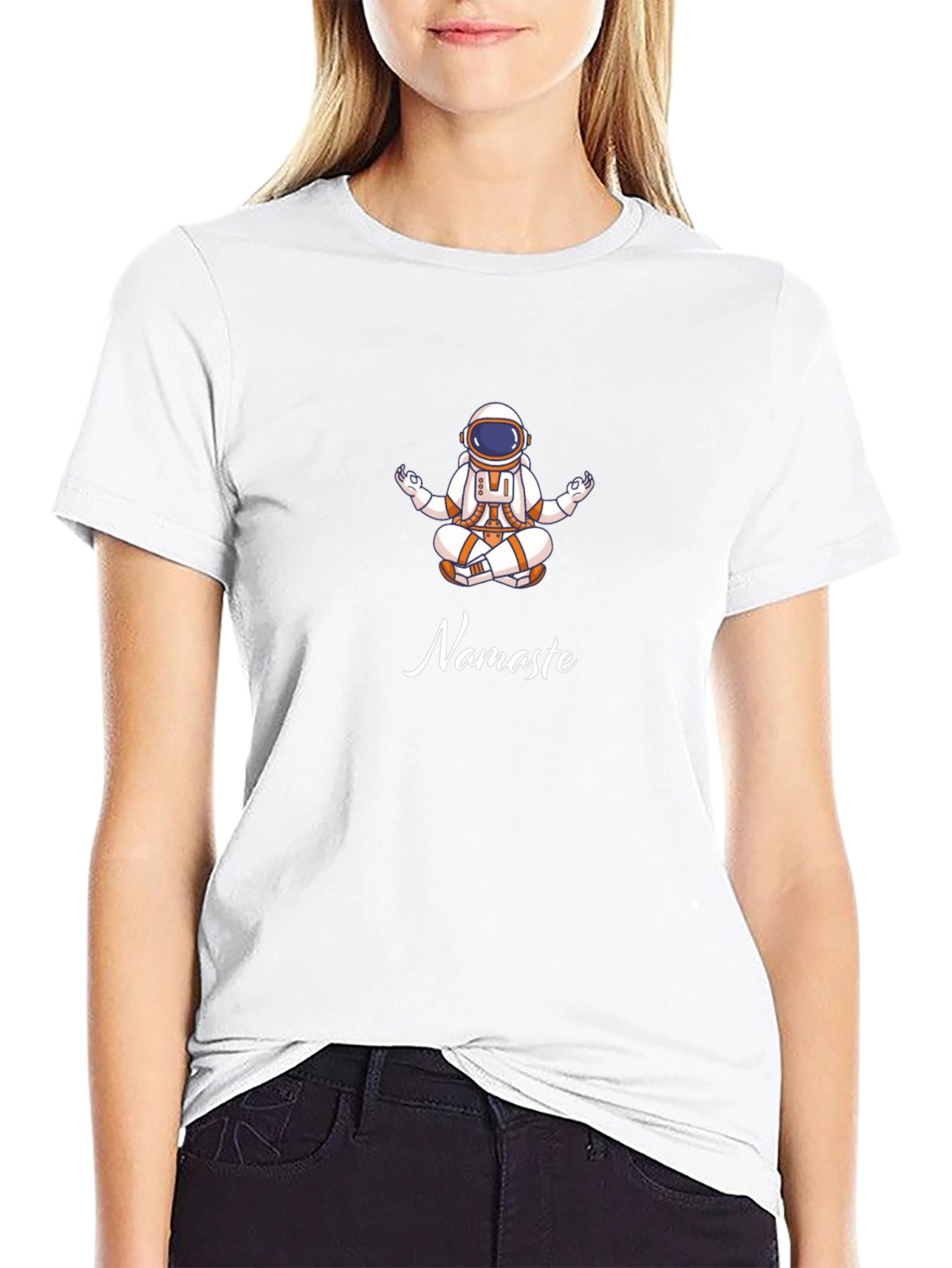 Astronaut Namaste Graphic T-Shirt - Black