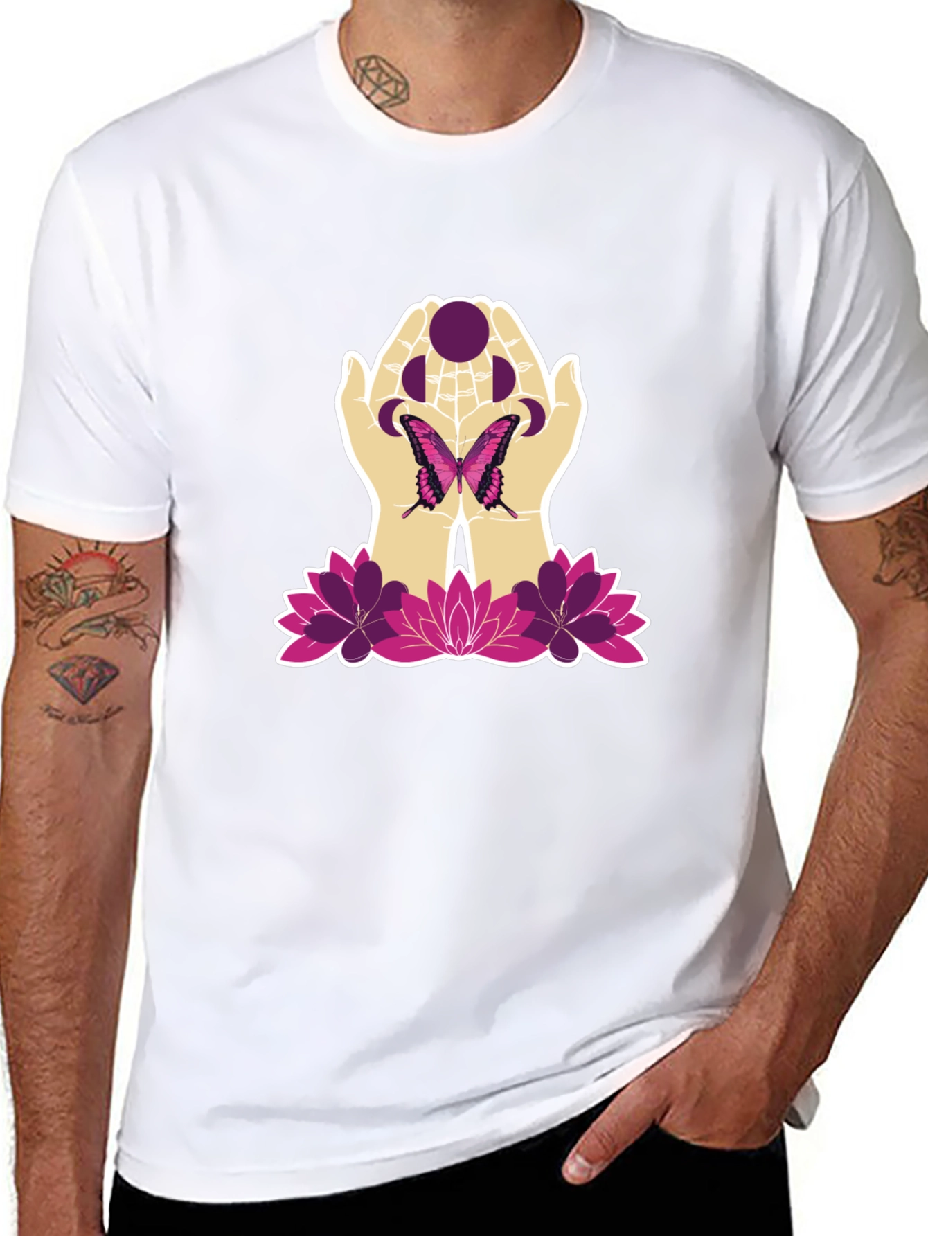 Butterfly Moon Hands Graphic Tee