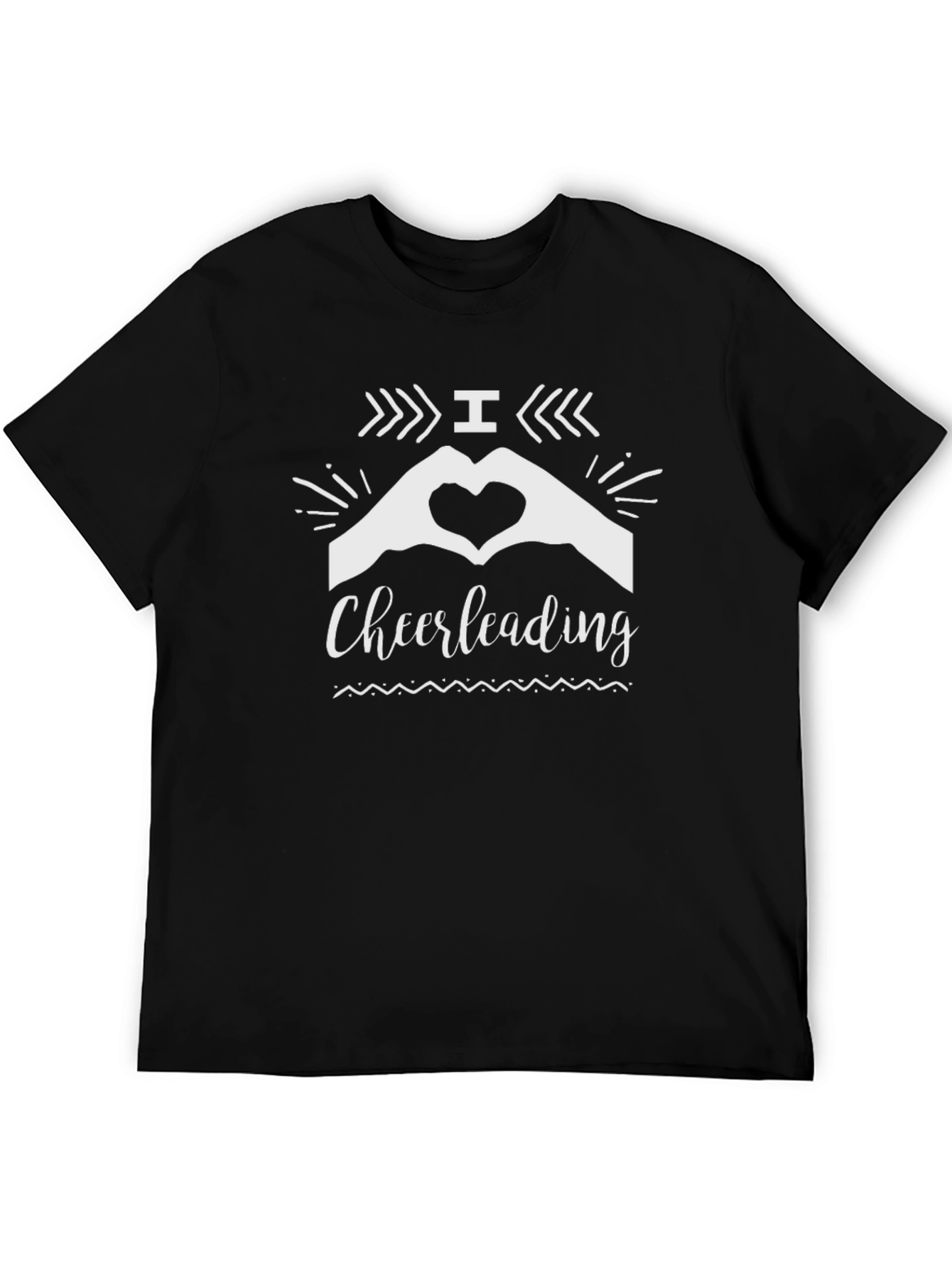 I Heart Cheerleading Black Graphic Tee Shirt
