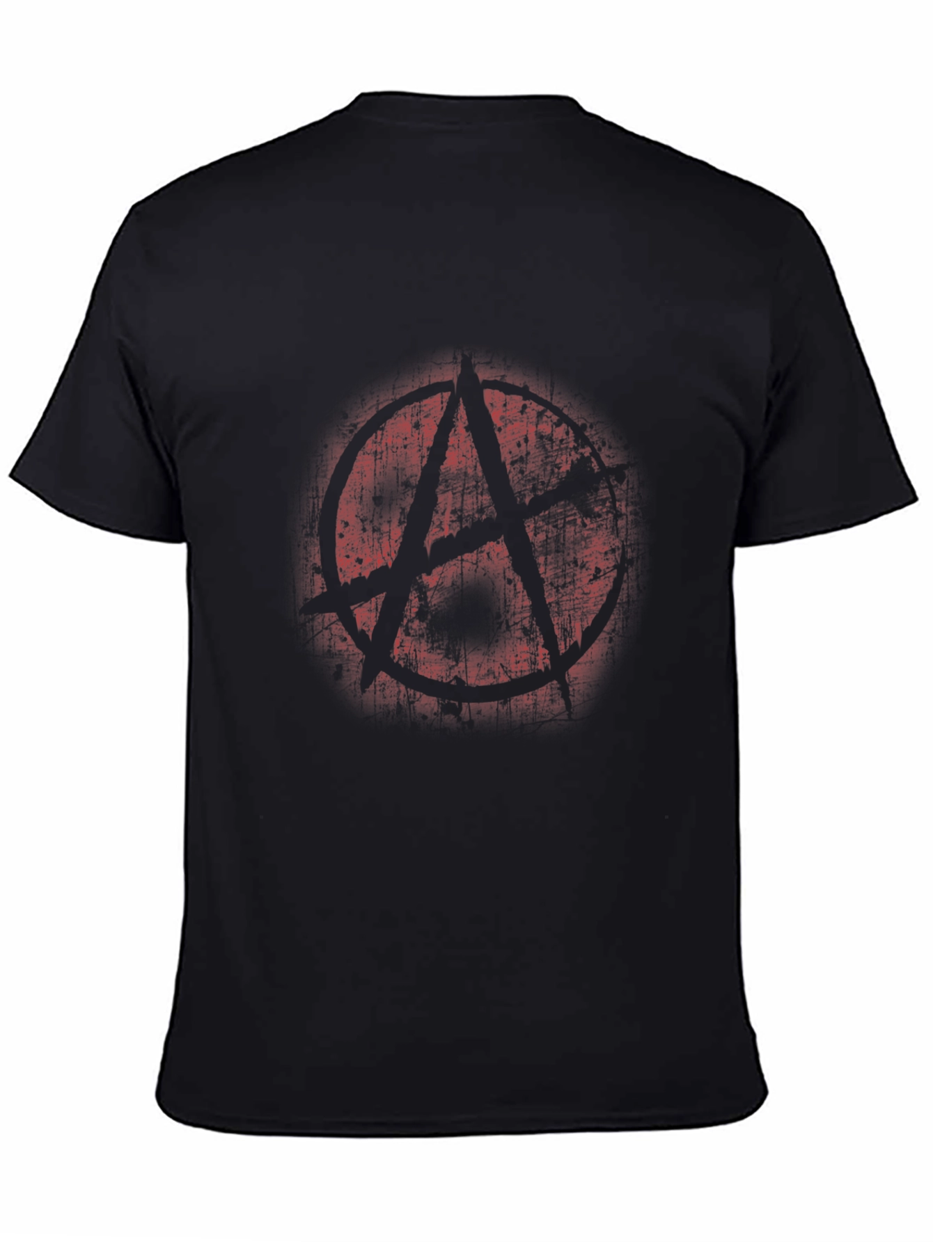 Anarchy Symbol T-Shirt Distressed Print Black