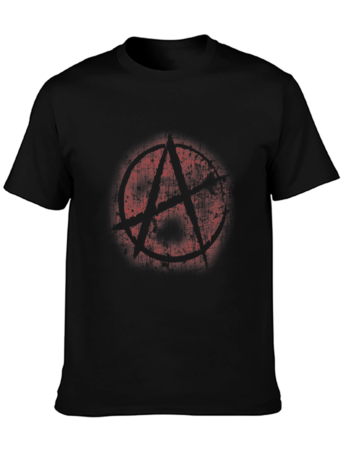 Anarchy Symbol T-Shirt Distressed Print Black