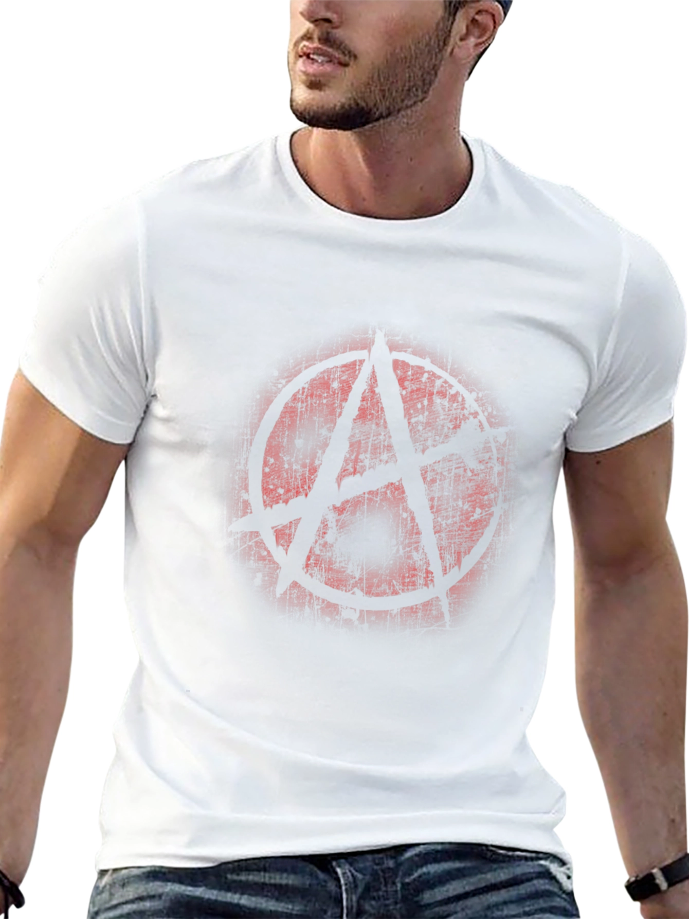 Anarchy Symbol T-Shirt Distressed Print Black
