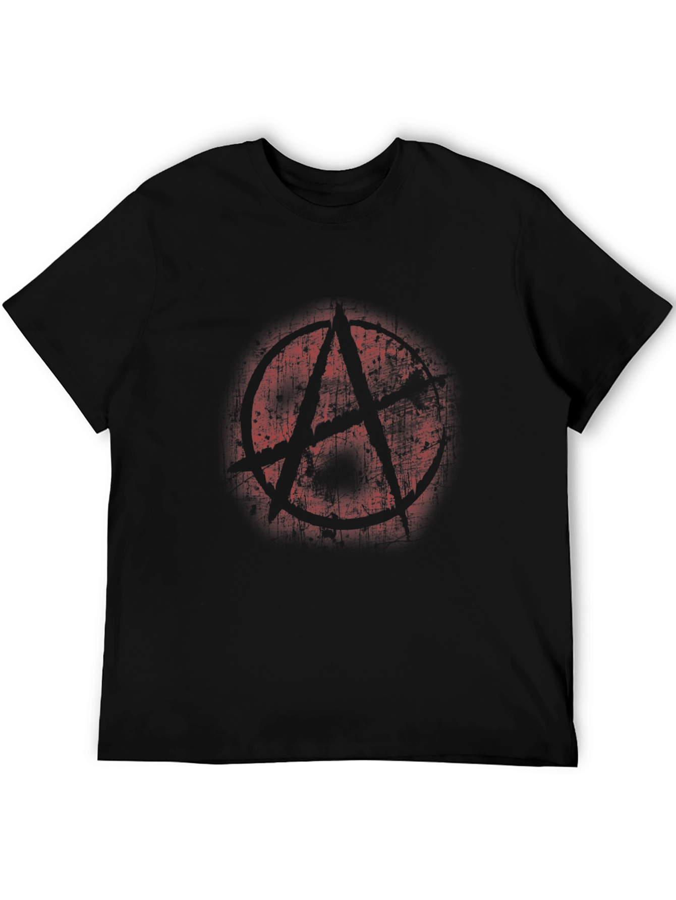 Anarchy Symbol T-Shirt Distressed Print Black
