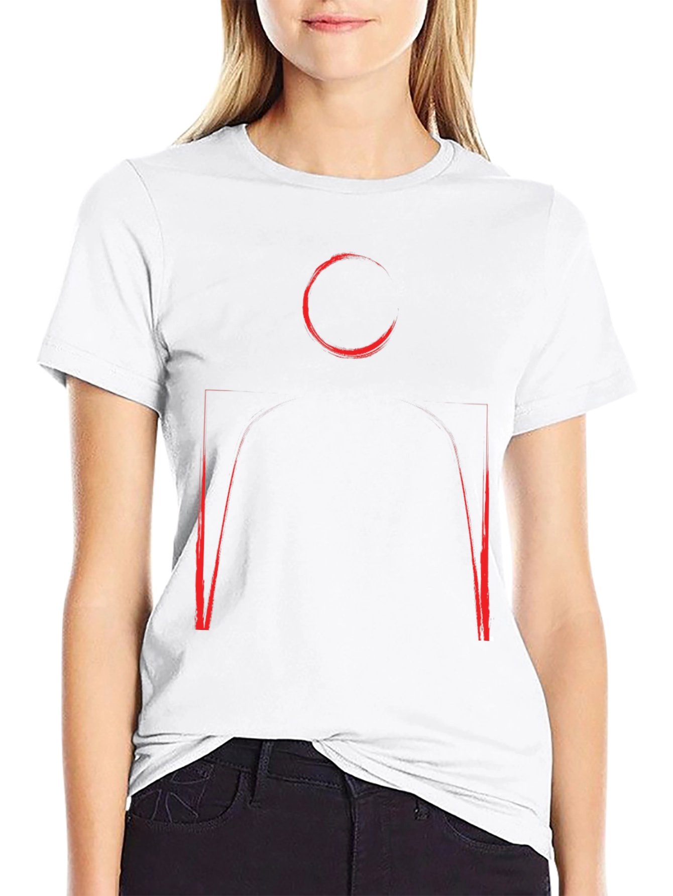 Abstract Red Design Black T-Shirt