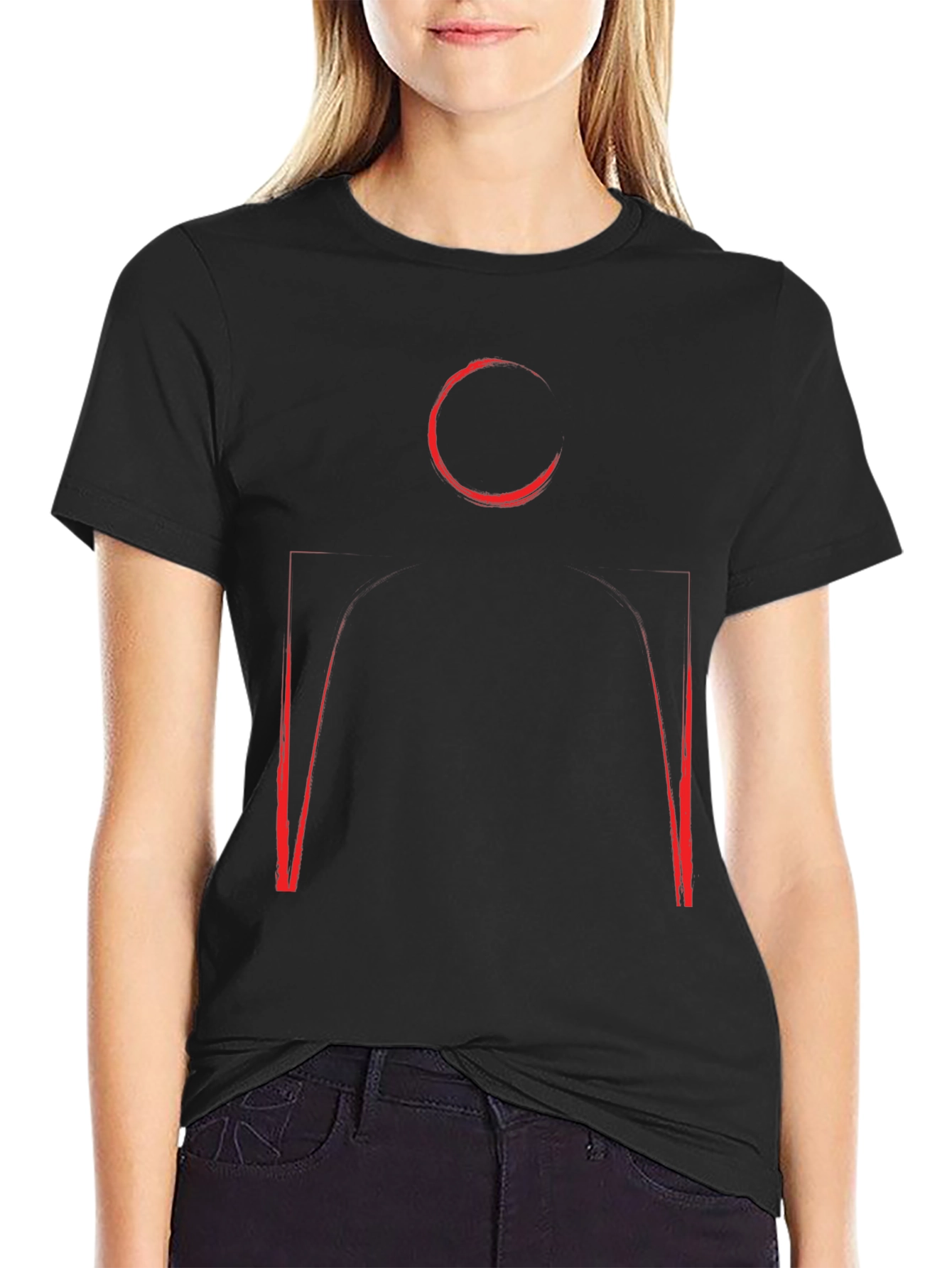 Abstract Red Design Black T-Shirt