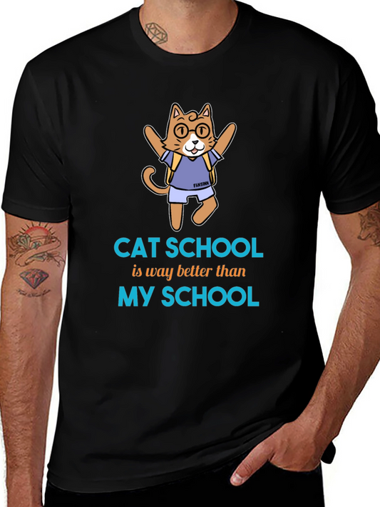 Cat School Graphic Tee - Better Than My School Shirt