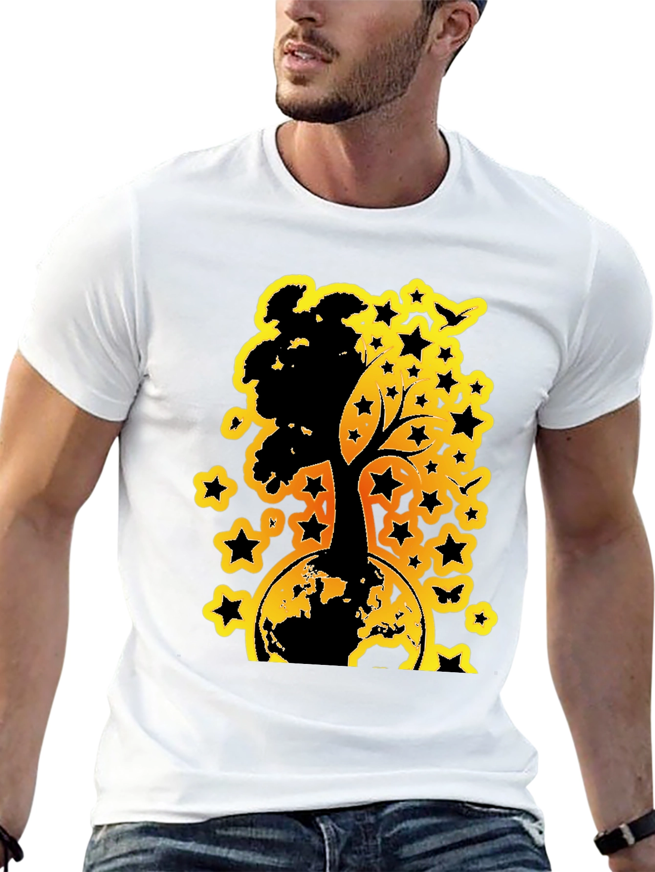 Earth Tree Star Graphic Tee - Black