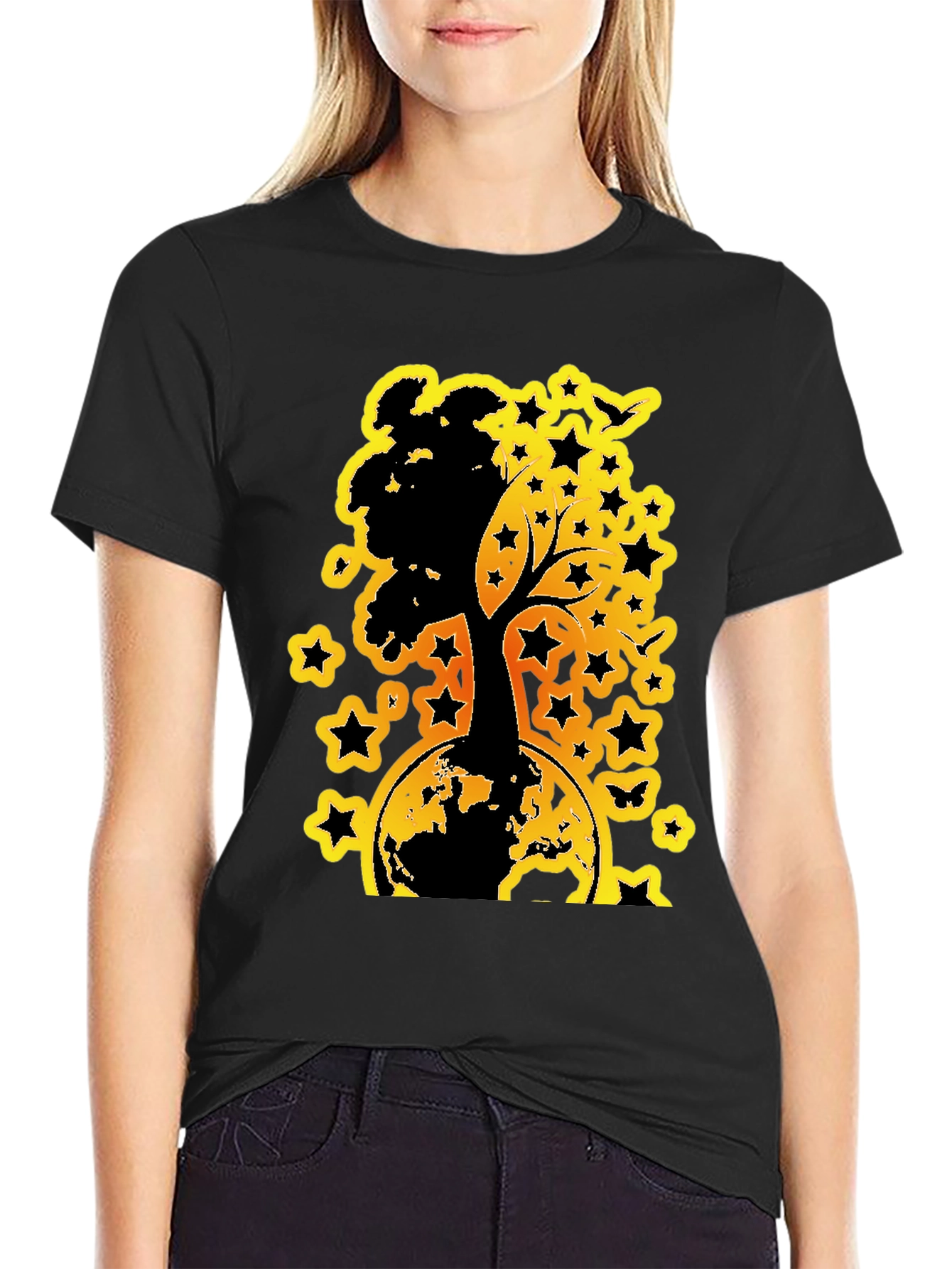 Earth Tree Star Graphic Tee - Black