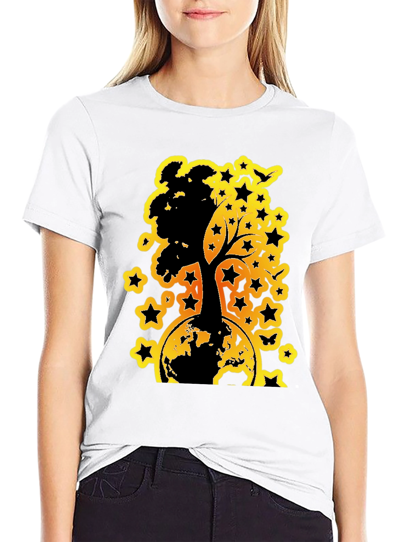 Earth Tree Star Graphic Tee - Black