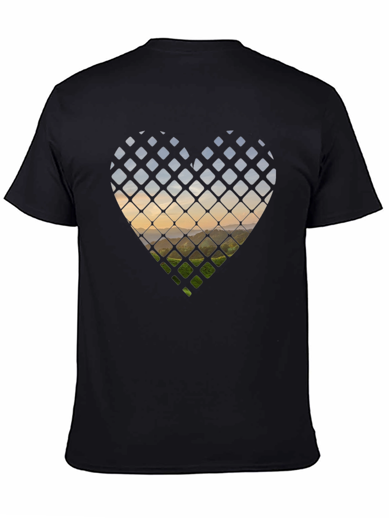 Heart Landscape Graphic Tee - Stylish Black T-Shirt
