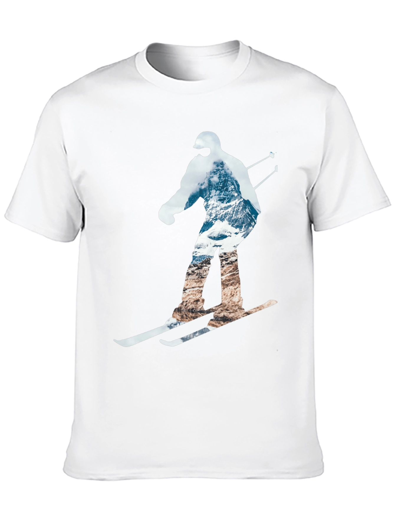 Mountain Skiing Graphic Tee - Black Cotton Comfort