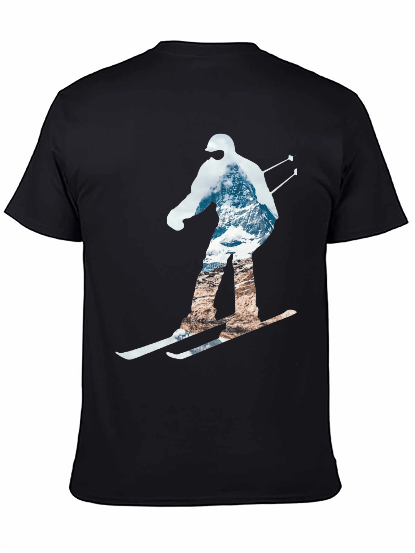 Mountain Skiing Graphic Tee - Black Cotton Comfort