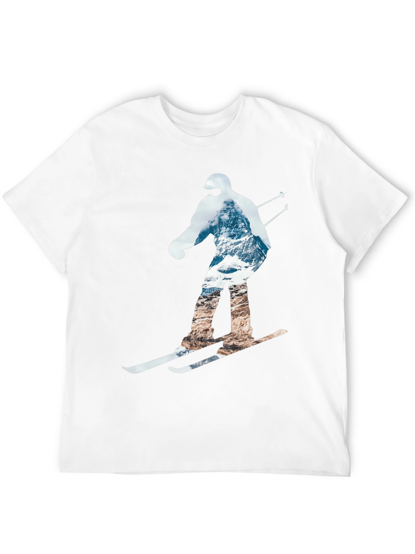 Mountain Skiing Graphic Tee - Black Cotton Comfort