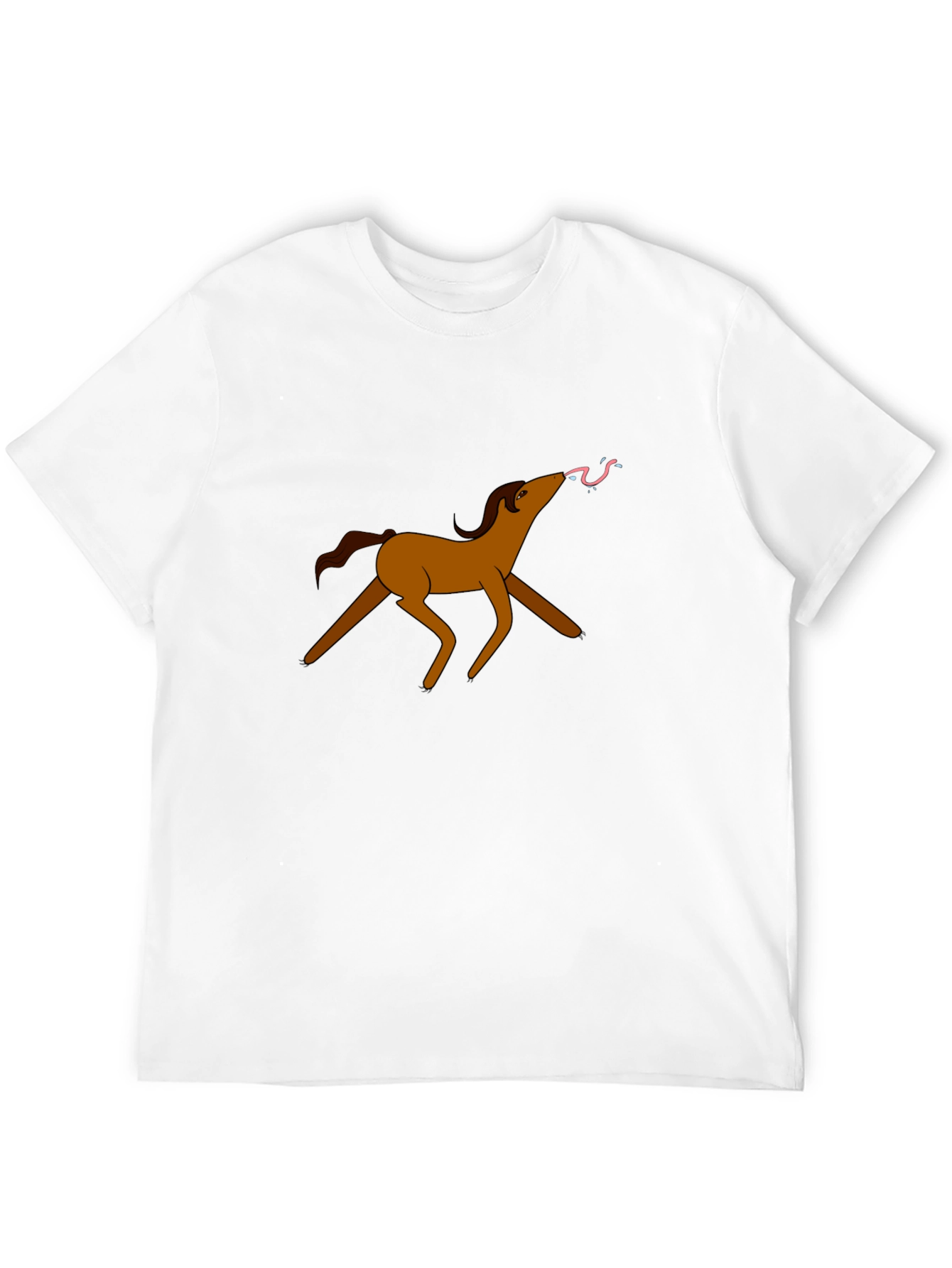 Cartoon Horse Graphic Tee - Black