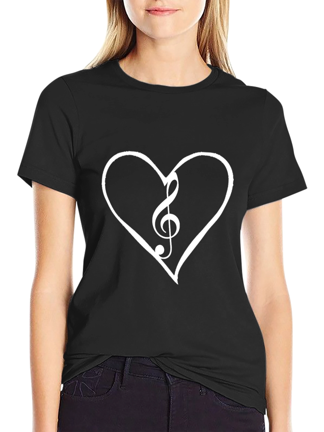 Musical Heart T-Shirt - Black Cotton Tee
